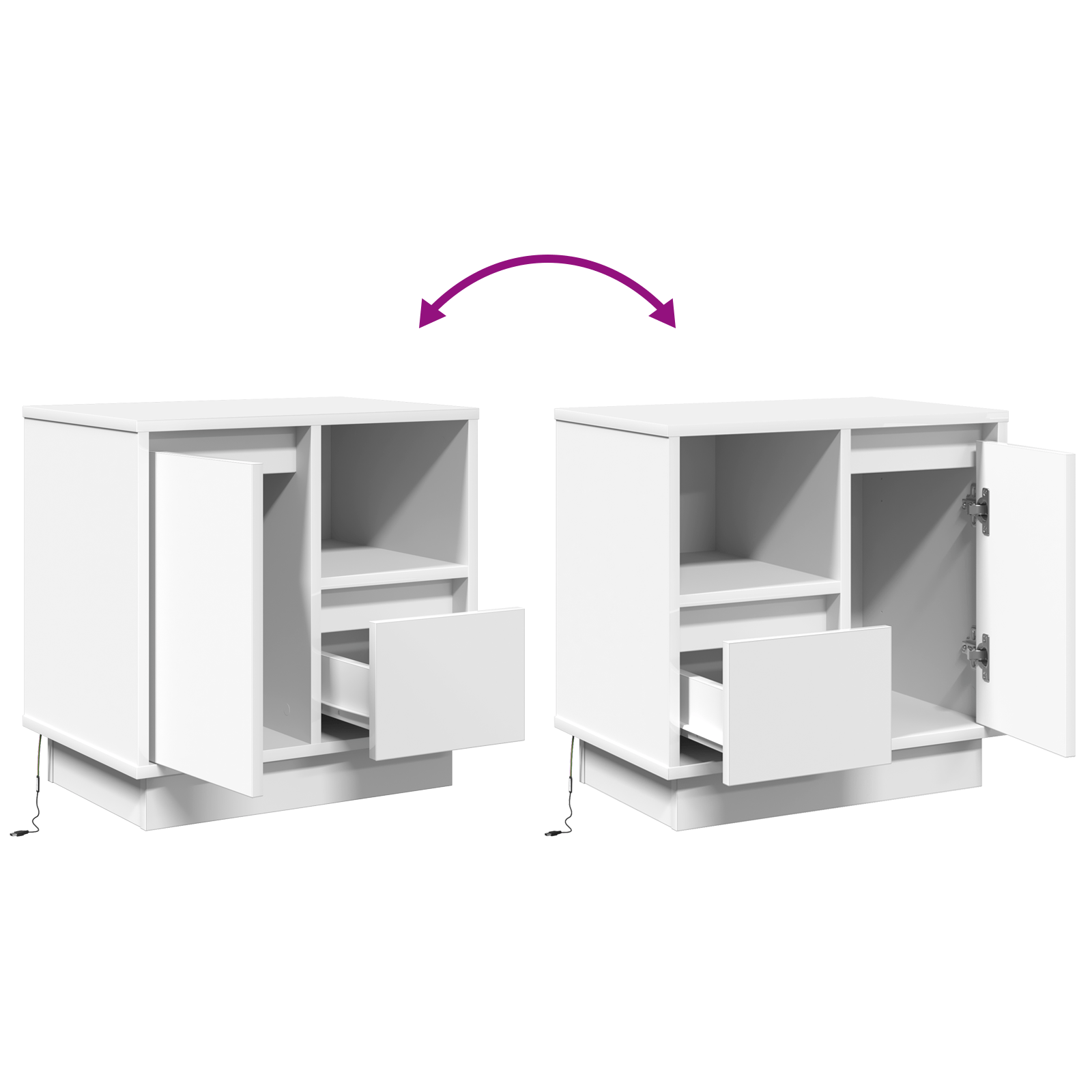 Noptiera cu LED Alb 50x34,5x50 cm — imaginea 10