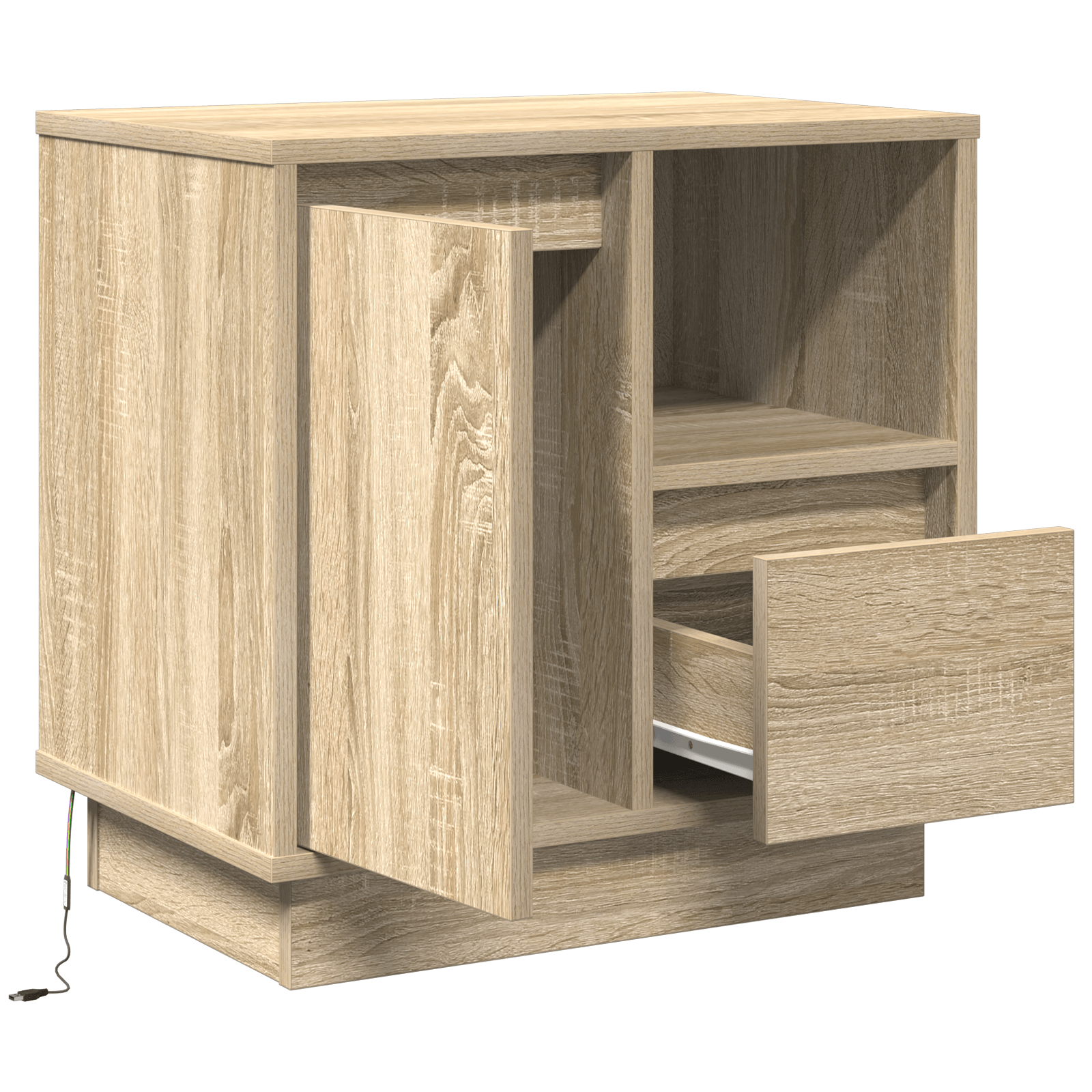 Noptiera cu LED Stejar Sonoma 50x34,5x50 cm — imaginea 5