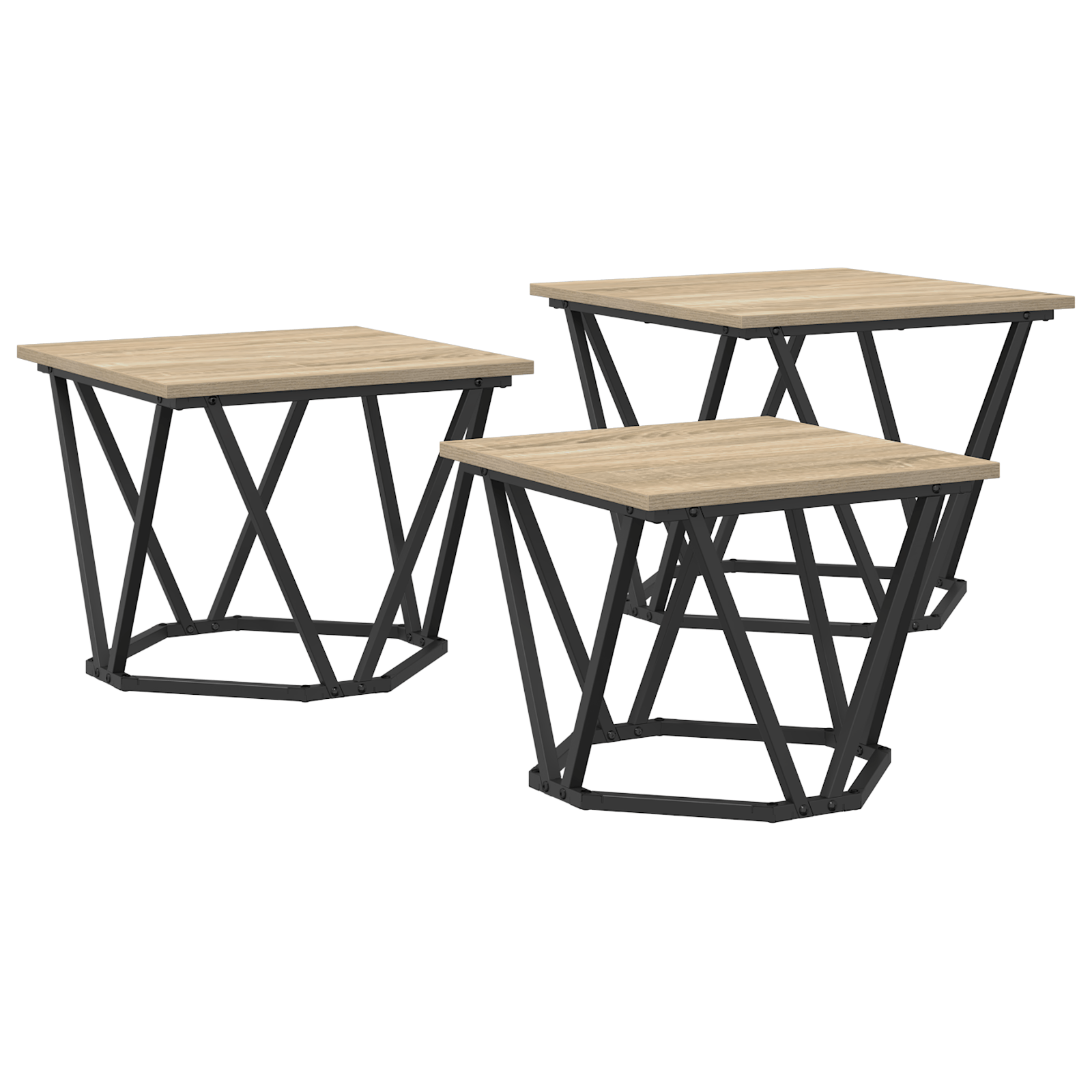 Set de mese laterale 3 piese din lemn ingineresc Sonoma Oak — imaginea 2