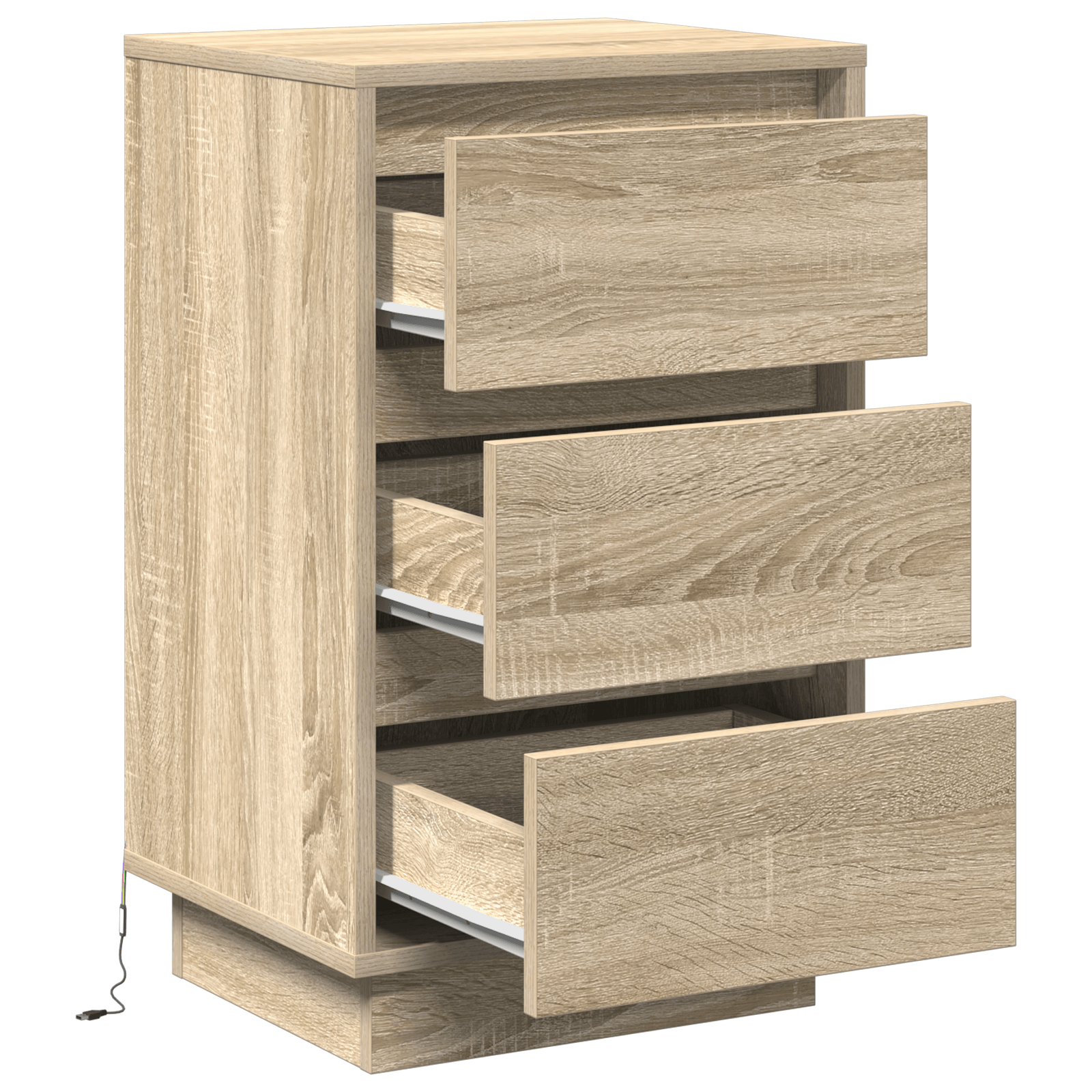 Cabinet noapte cu LED Stejar Sonoma 39x34,5x65 cm Lemn prelucrat — imaginea 5
