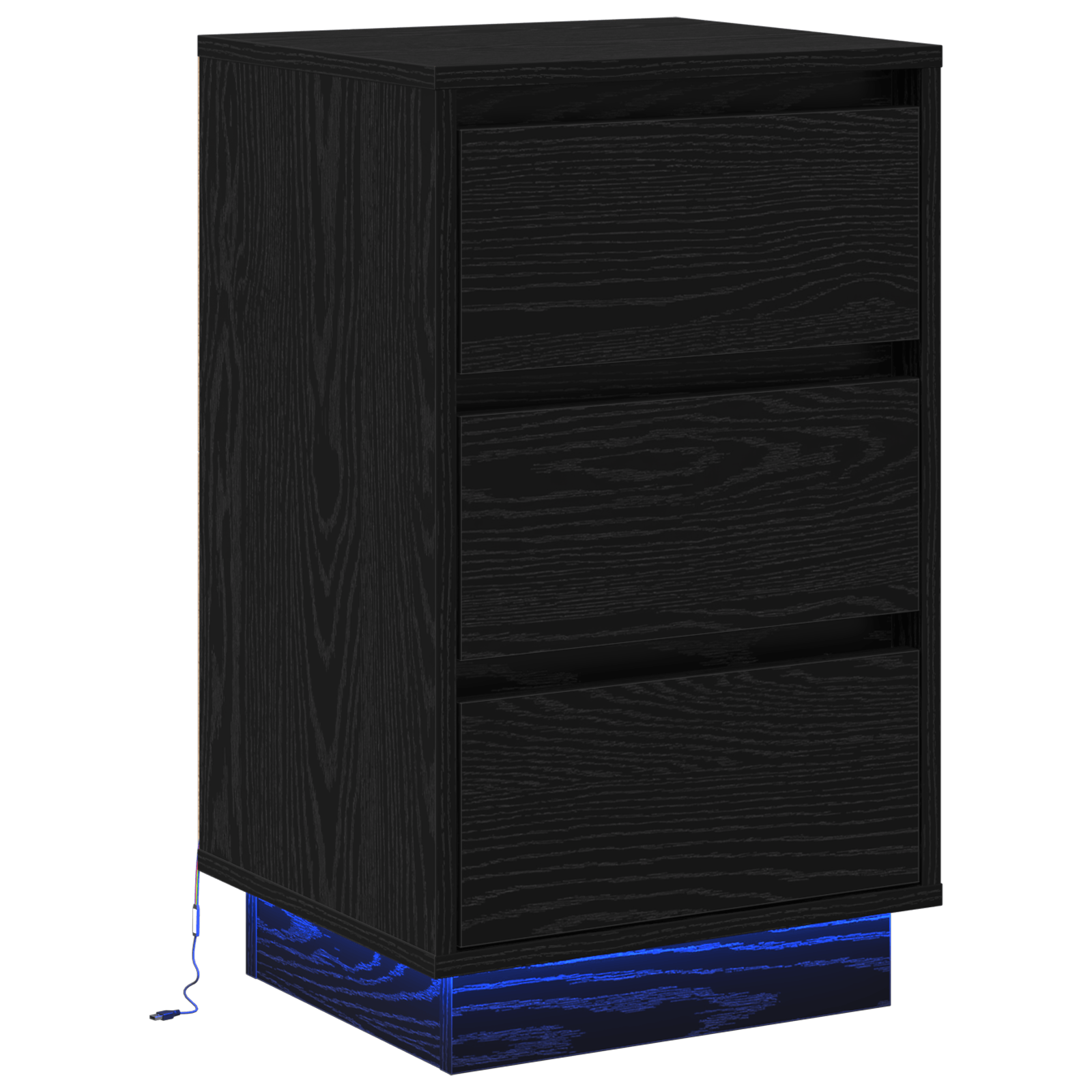Noptiera cu LED Stejar negru 39x34.5x65 cm Lemn prelucrat — imaginea 2
