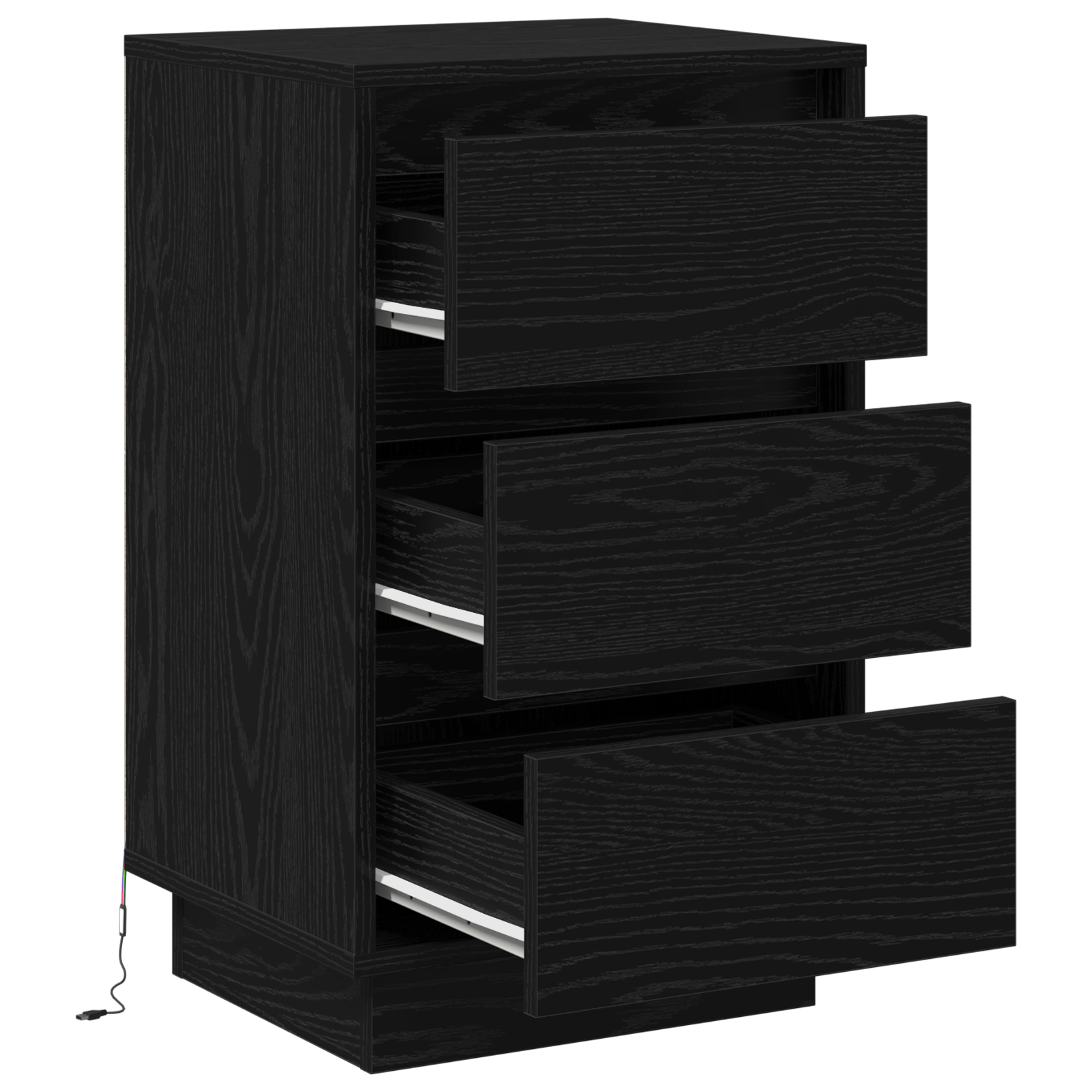 Noptiera cu LED Stejar negru 39x34.5x65 cm Lemn prelucrat — imaginea 5