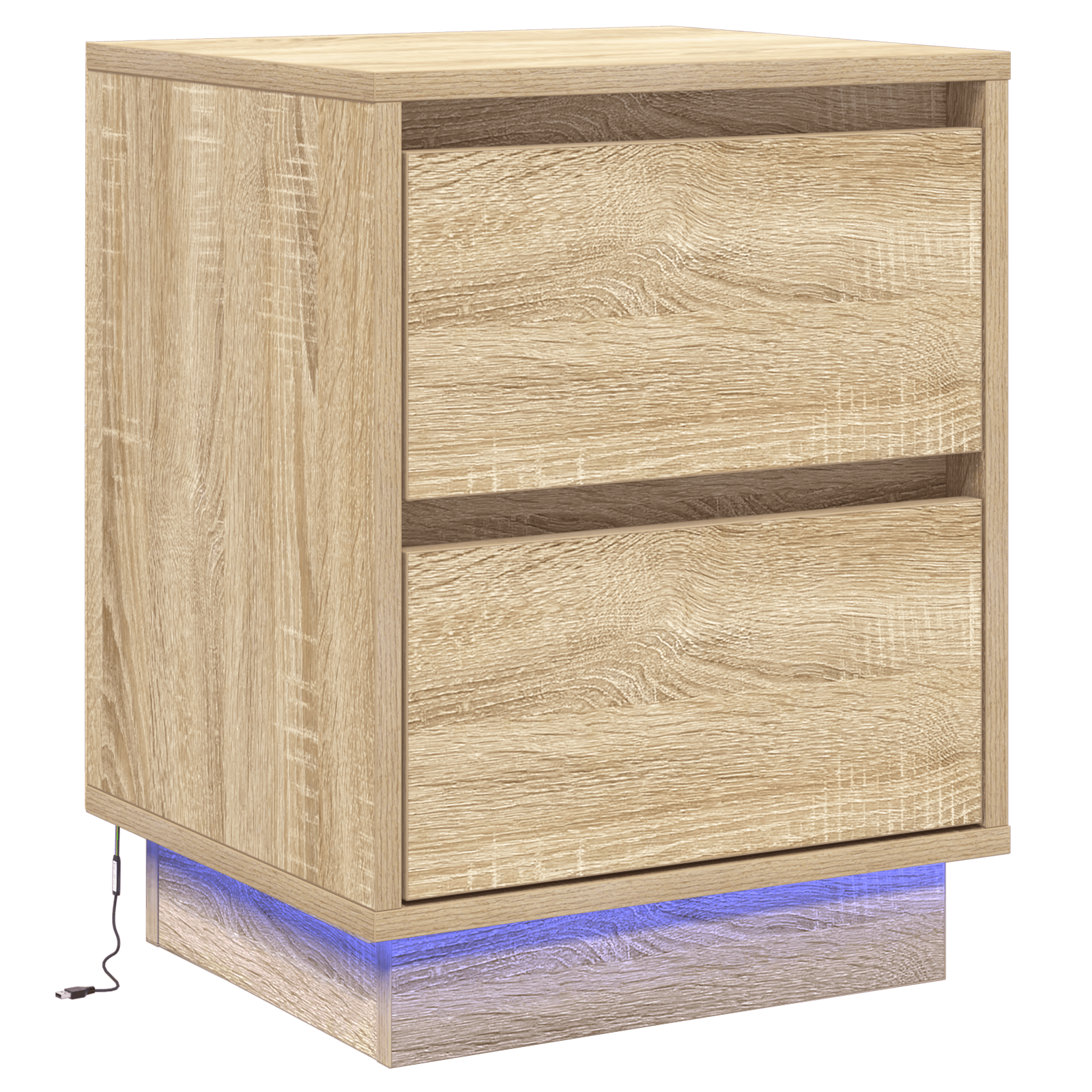 Noptiera cu lumini LED Stejar Sonoma 39x34.5x50 cm — imaginea 2