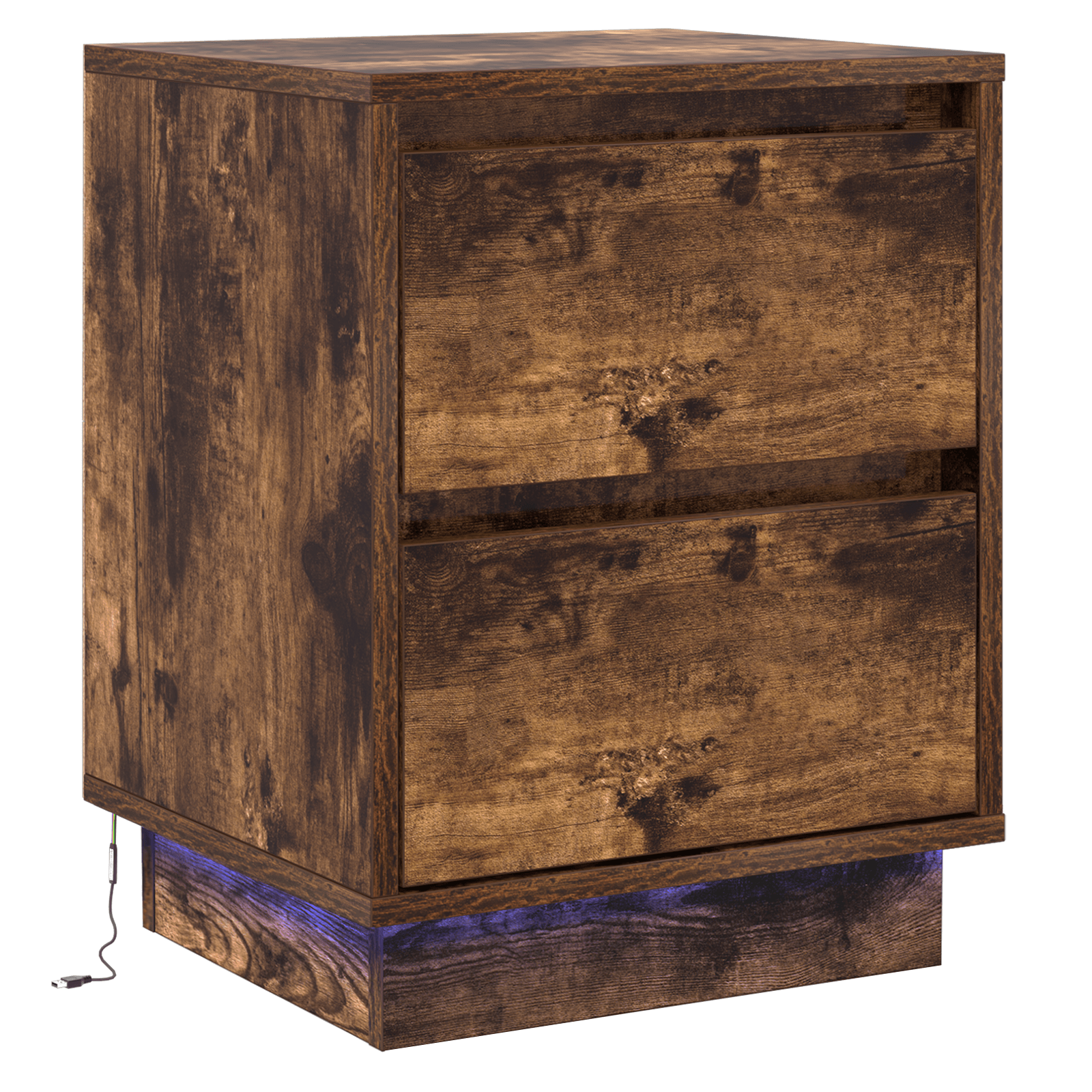 Noptiera cu lumini LED Stejar fumuriu 39x34.5x50 cm — imaginea 2