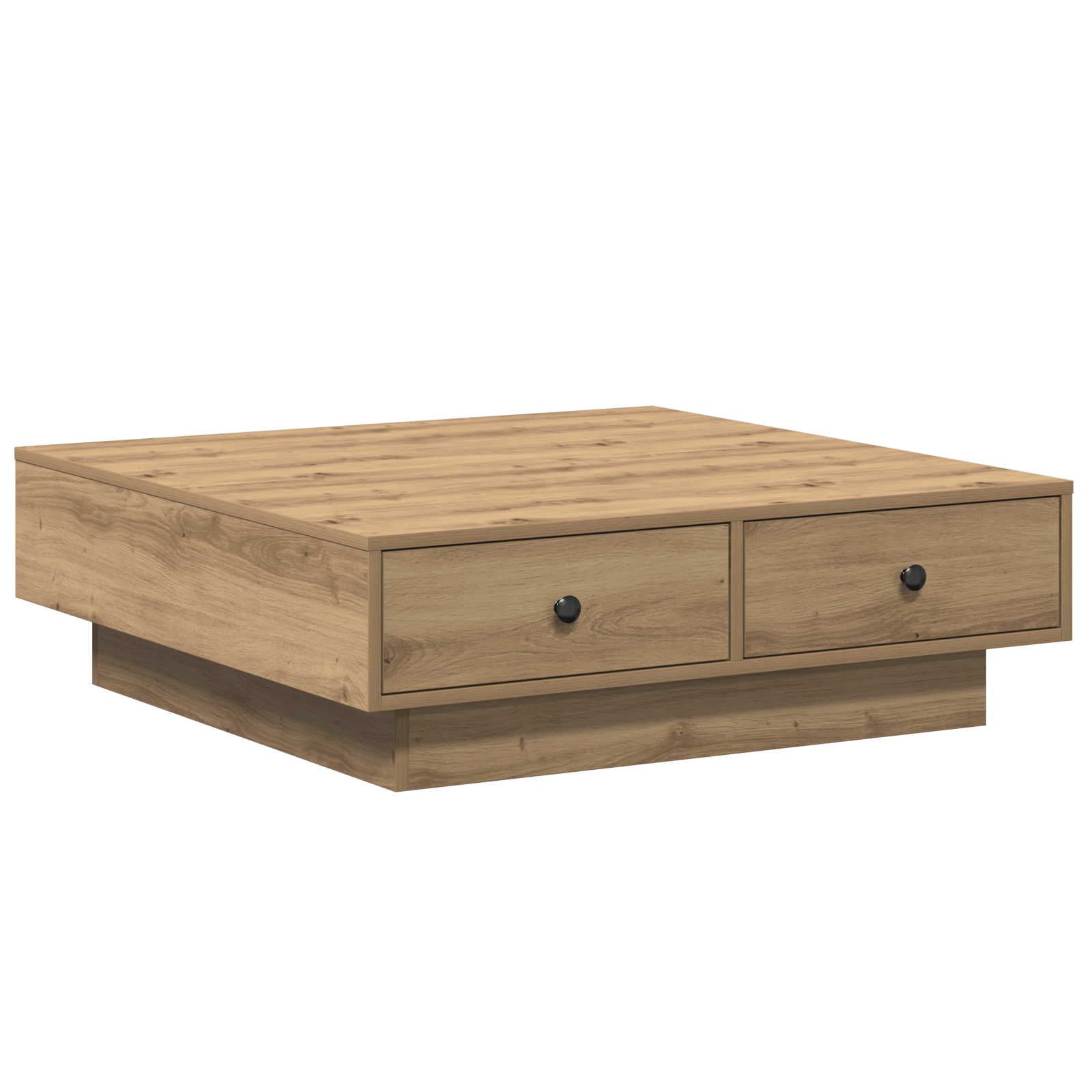 Masa de Cafea Stejar artizanal Furnir, MDF 90 x 90 x 28 cm — imaginea 2