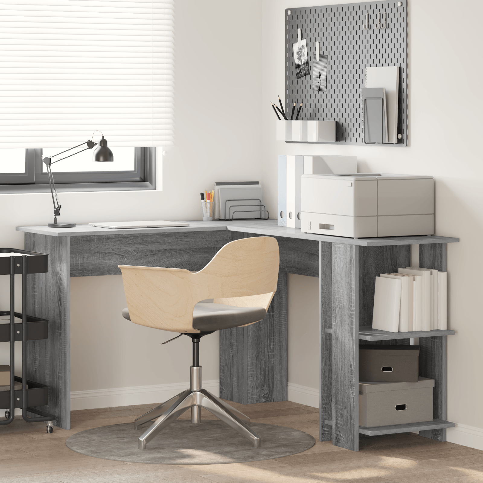 Birou gri de colt Sonoma gri MDF Standard Birou gri de colt