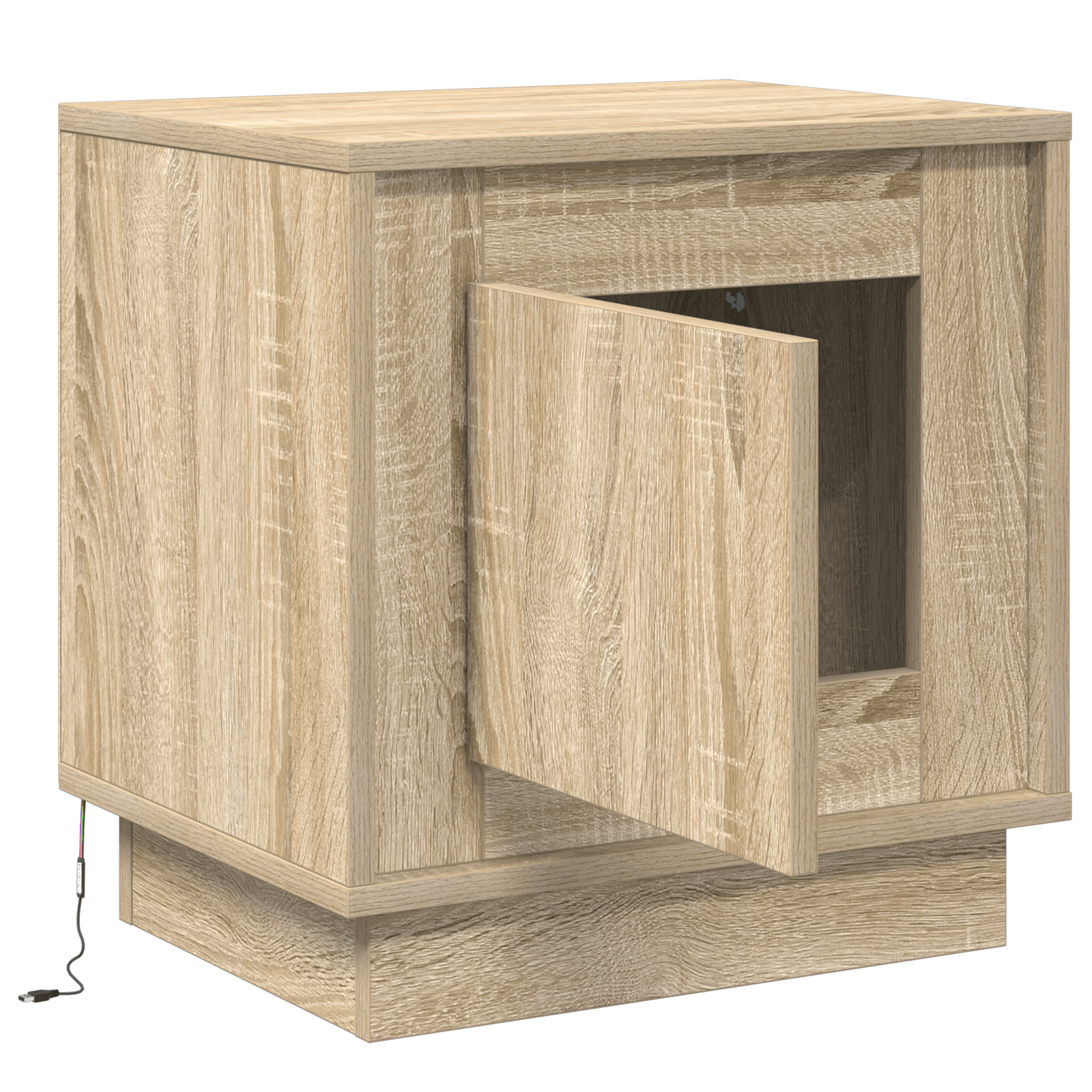 Noptiera cu Lumini LED Stejar Sonoma 44x34,5x45 cm — imaginea 5
