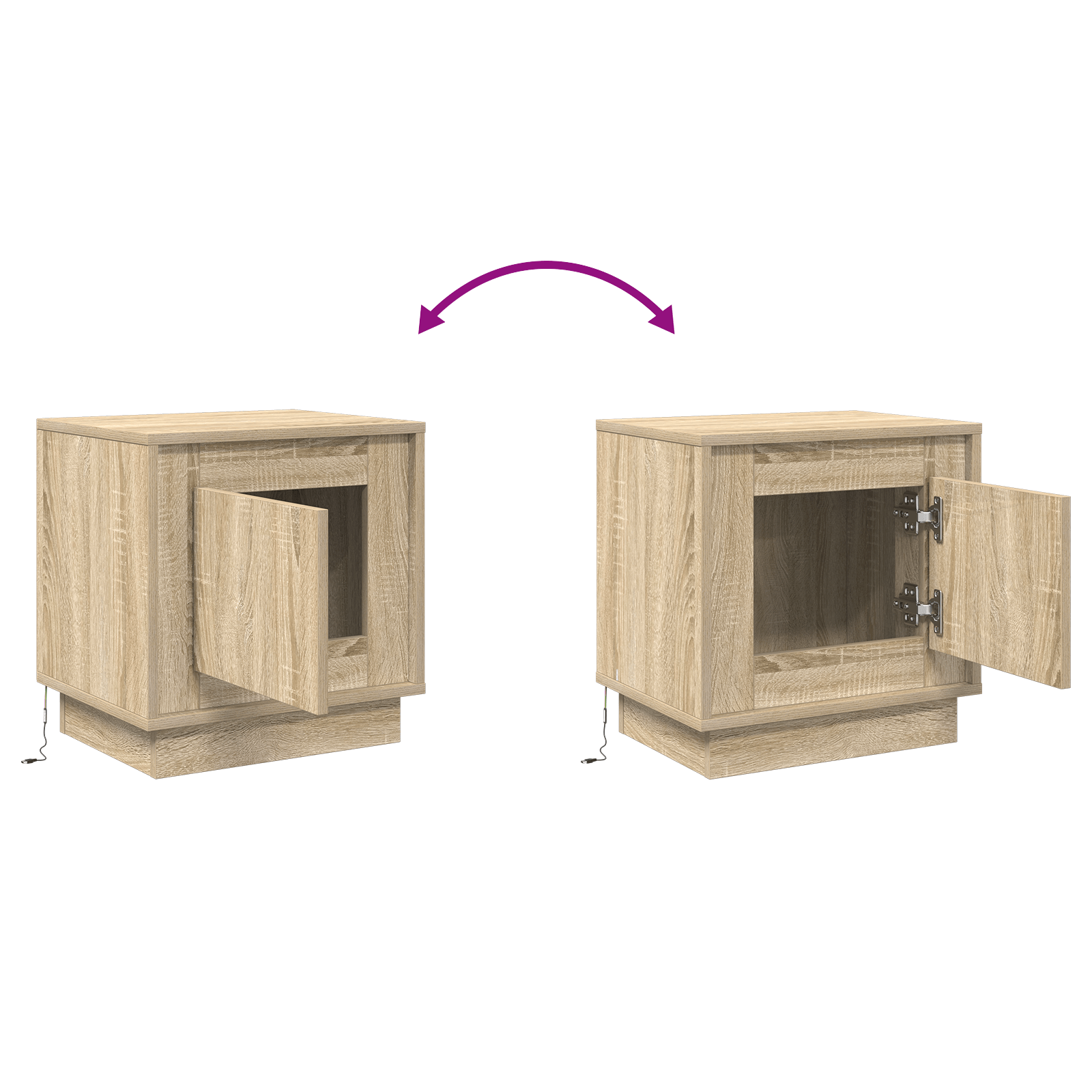 Noptiera cu Lumini LED Stejar Sonoma 44x34,5x45 cm — imaginea 12