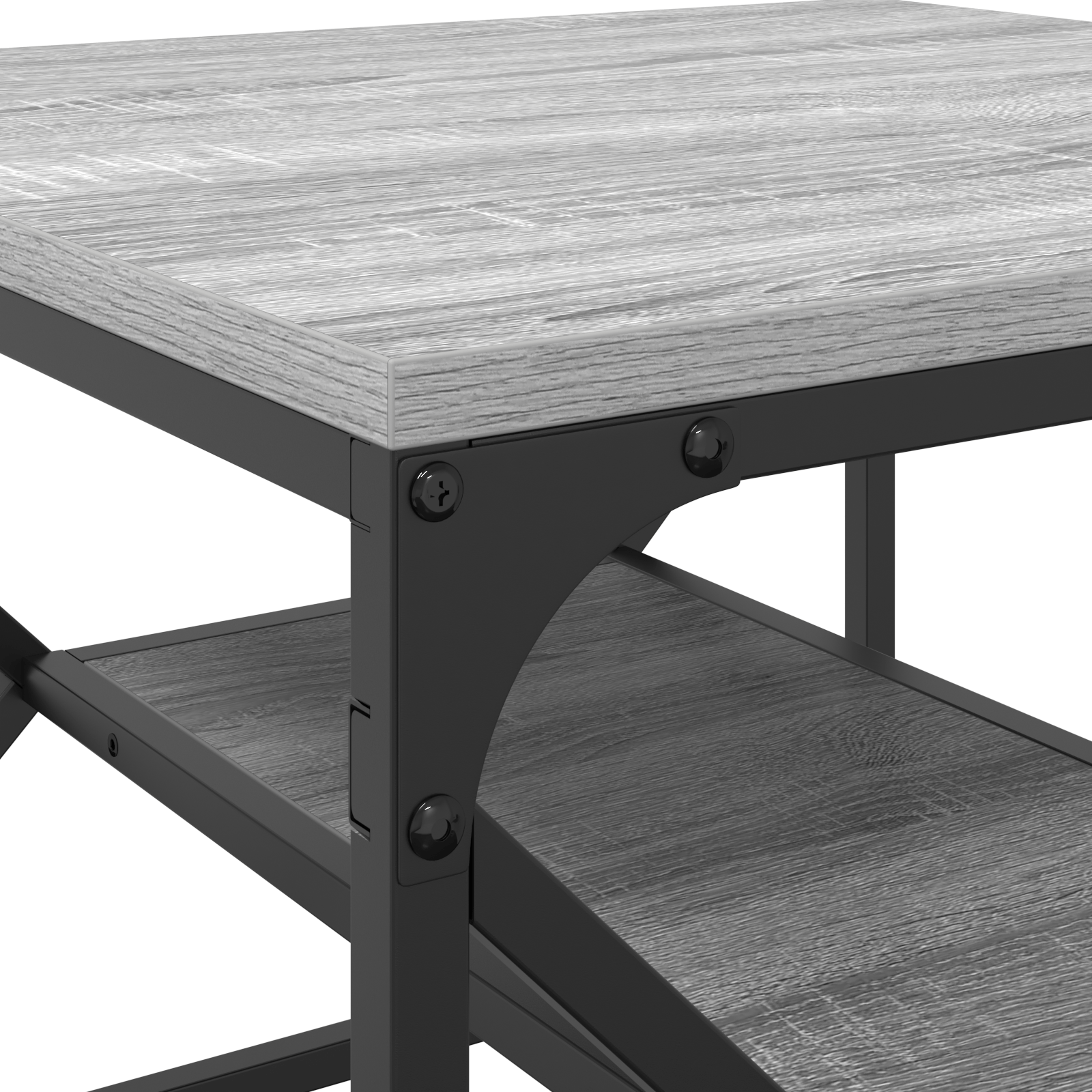 Masa de Cafea cu Raft - Gri Sonoma - 51x50x40 cm - Din Lemn Prelucrat — imaginea 8