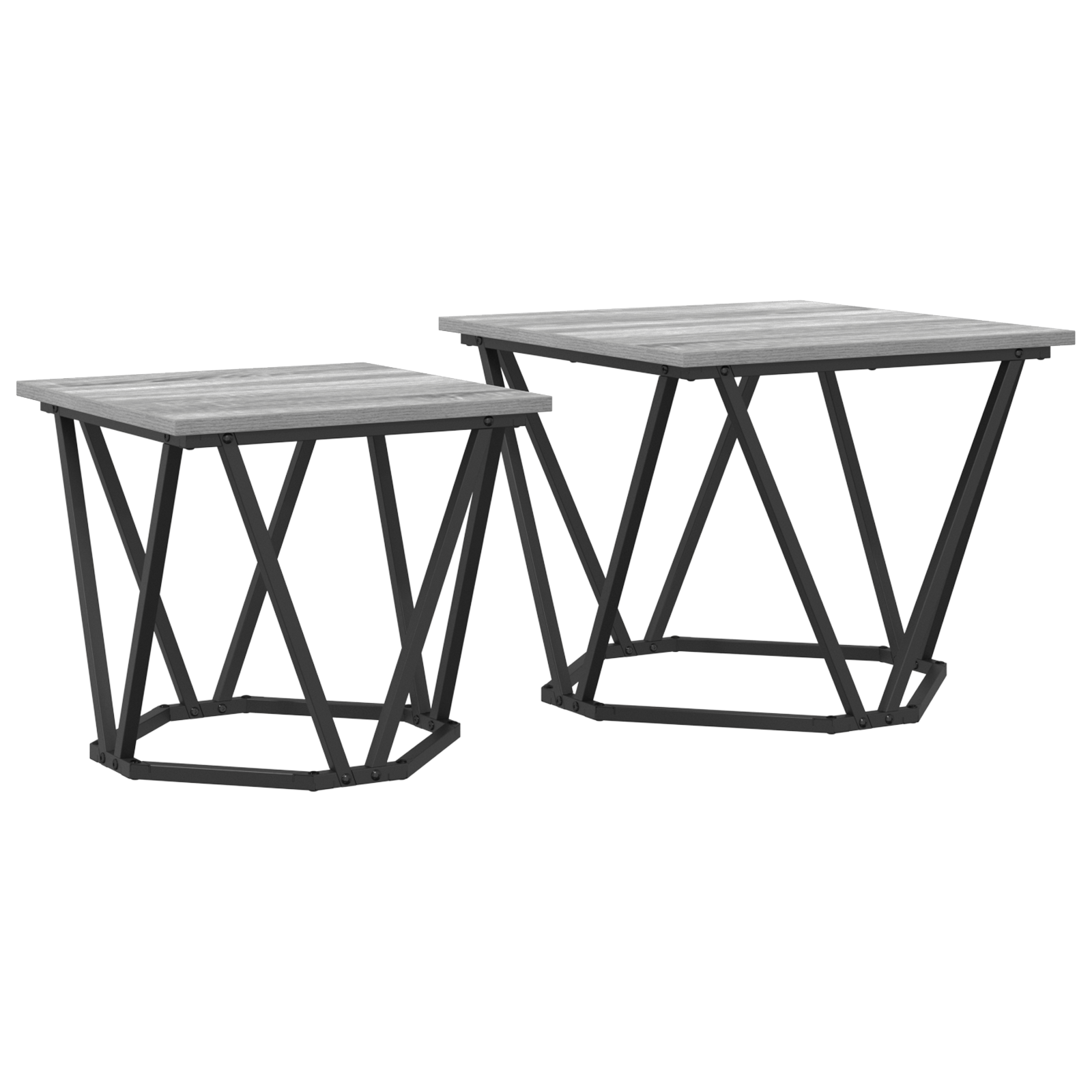 Set de 2 mese laterale Gri Sonoma din lemn compus — imaginea 2