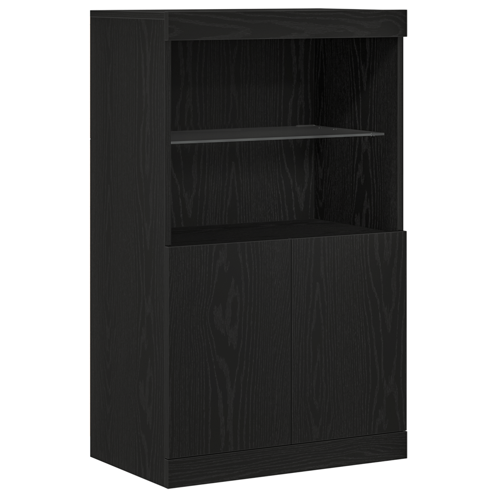 Bufet cu lumini LED Stejar Negru 60x37x100 cm — imaginea 2
