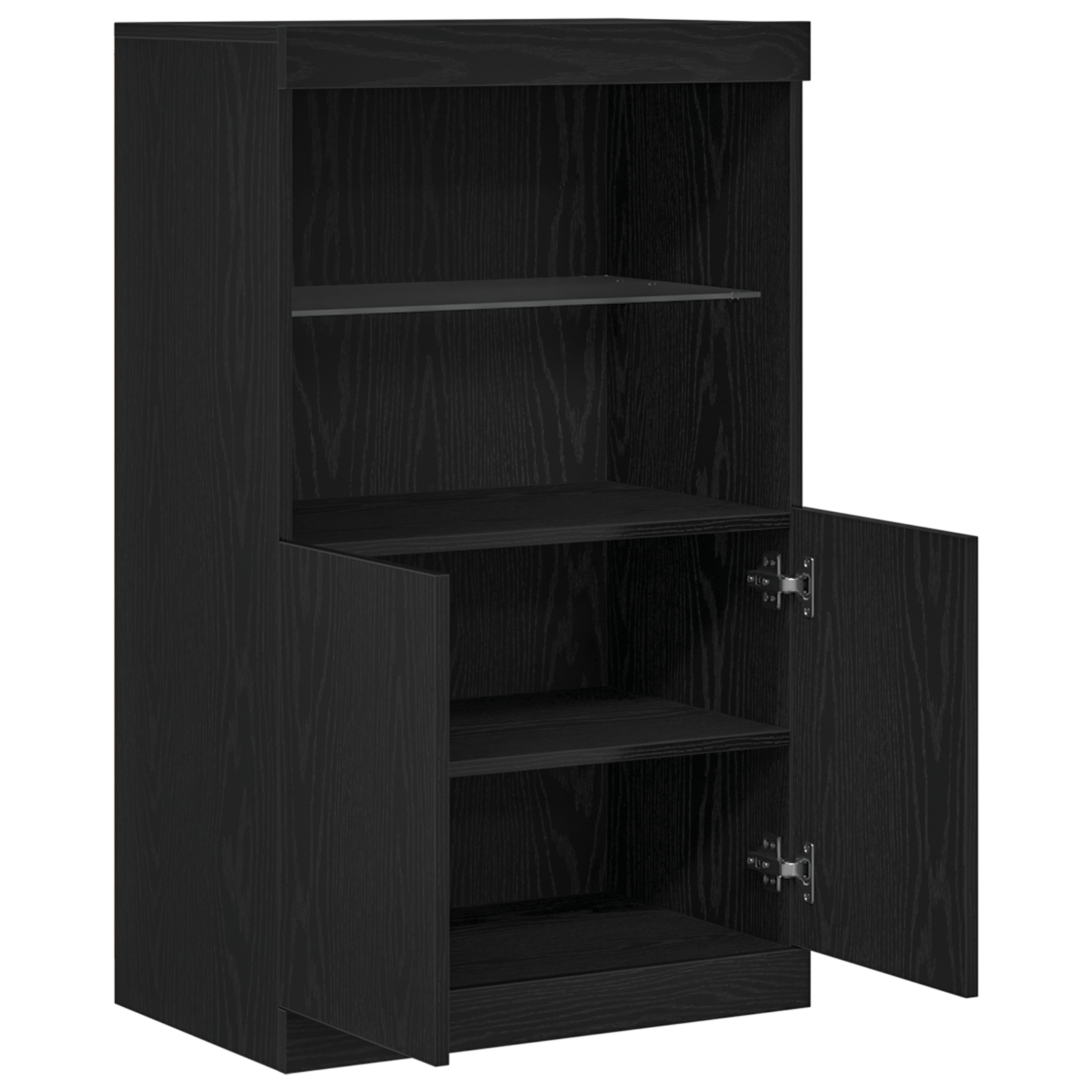 Bufet cu lumini LED Stejar Negru 60x37x100 cm — imaginea 5