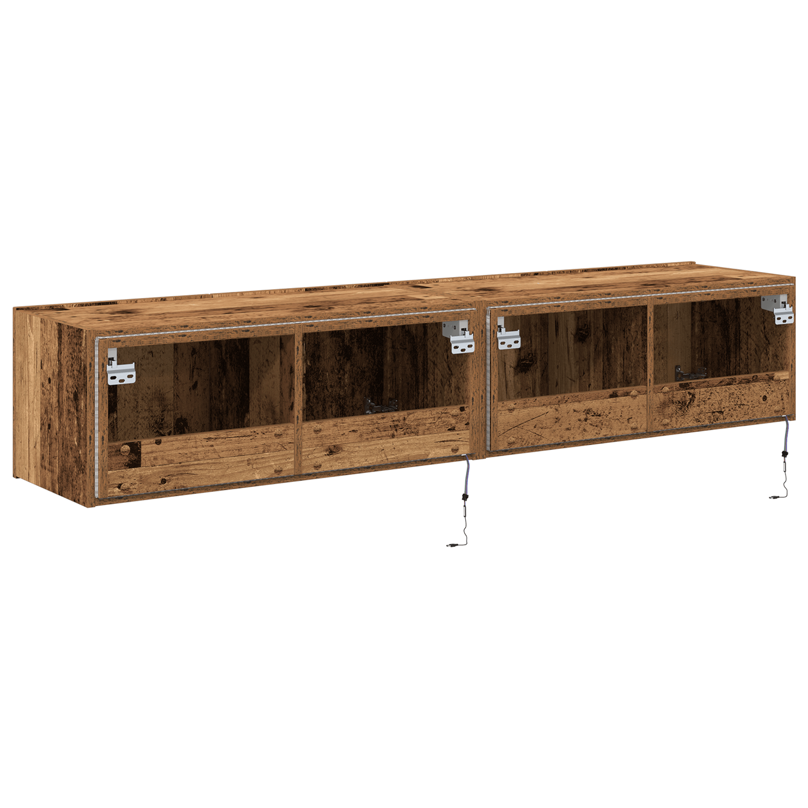 Dulapuri de perete LED-uri, 2 buc. lemn vechi, 80x35x31 cm — imaginea 9