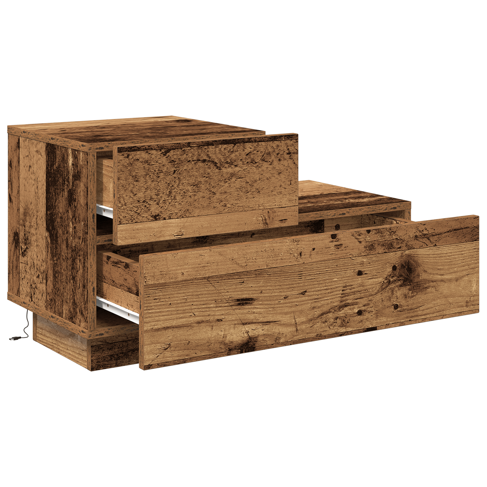 Noptiera cu LED-uri, lemn vechi, 100x36x49 cm — imaginea 5