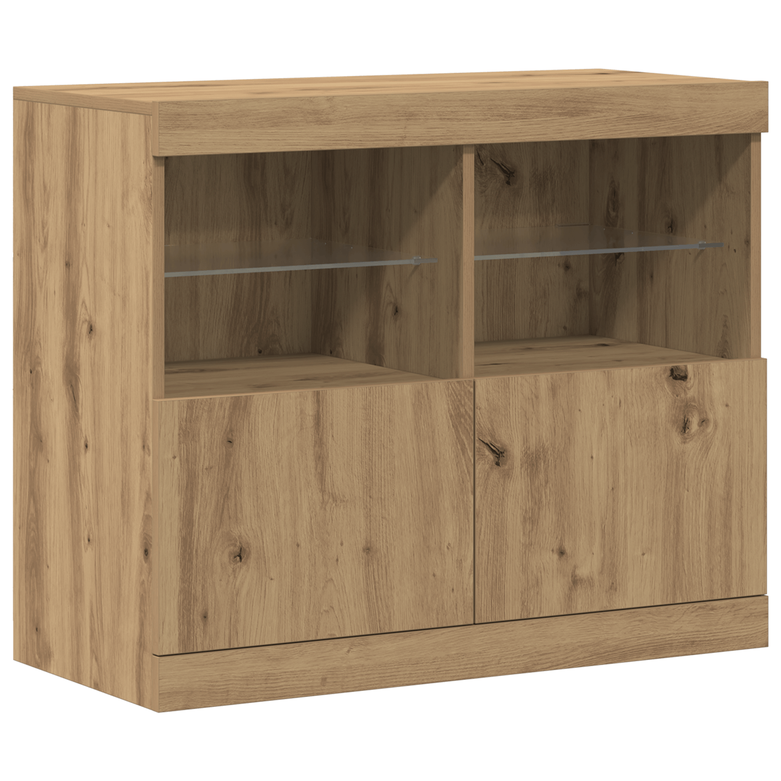 Dulap cu lumini LED, stejar artizanal, 81x37x67 cm — imaginea 2