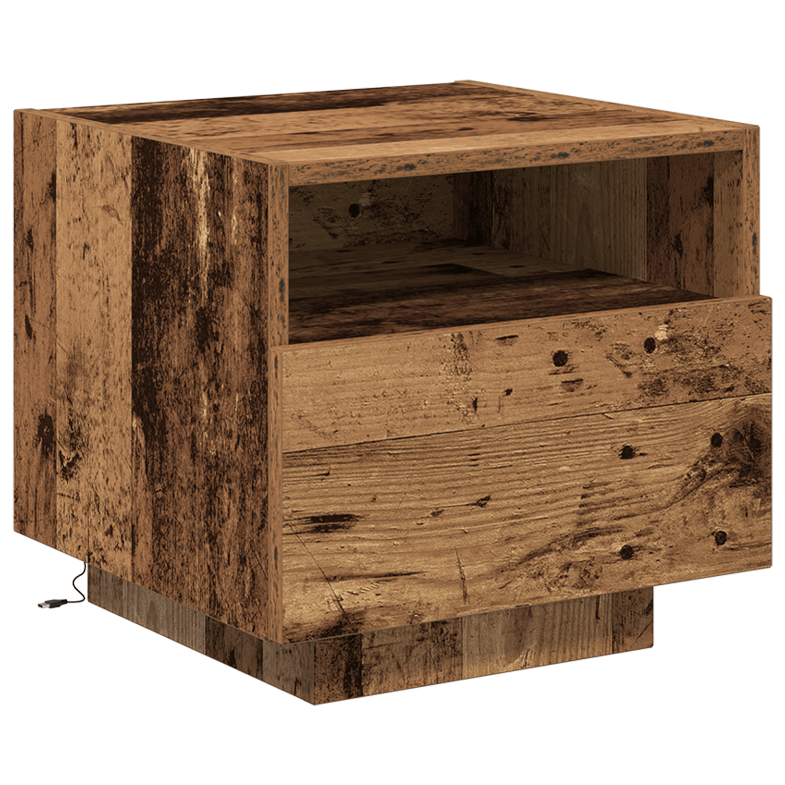 Noptiera cu LED-uri, lemn vechi, 40x39x37 cm — imaginea 2