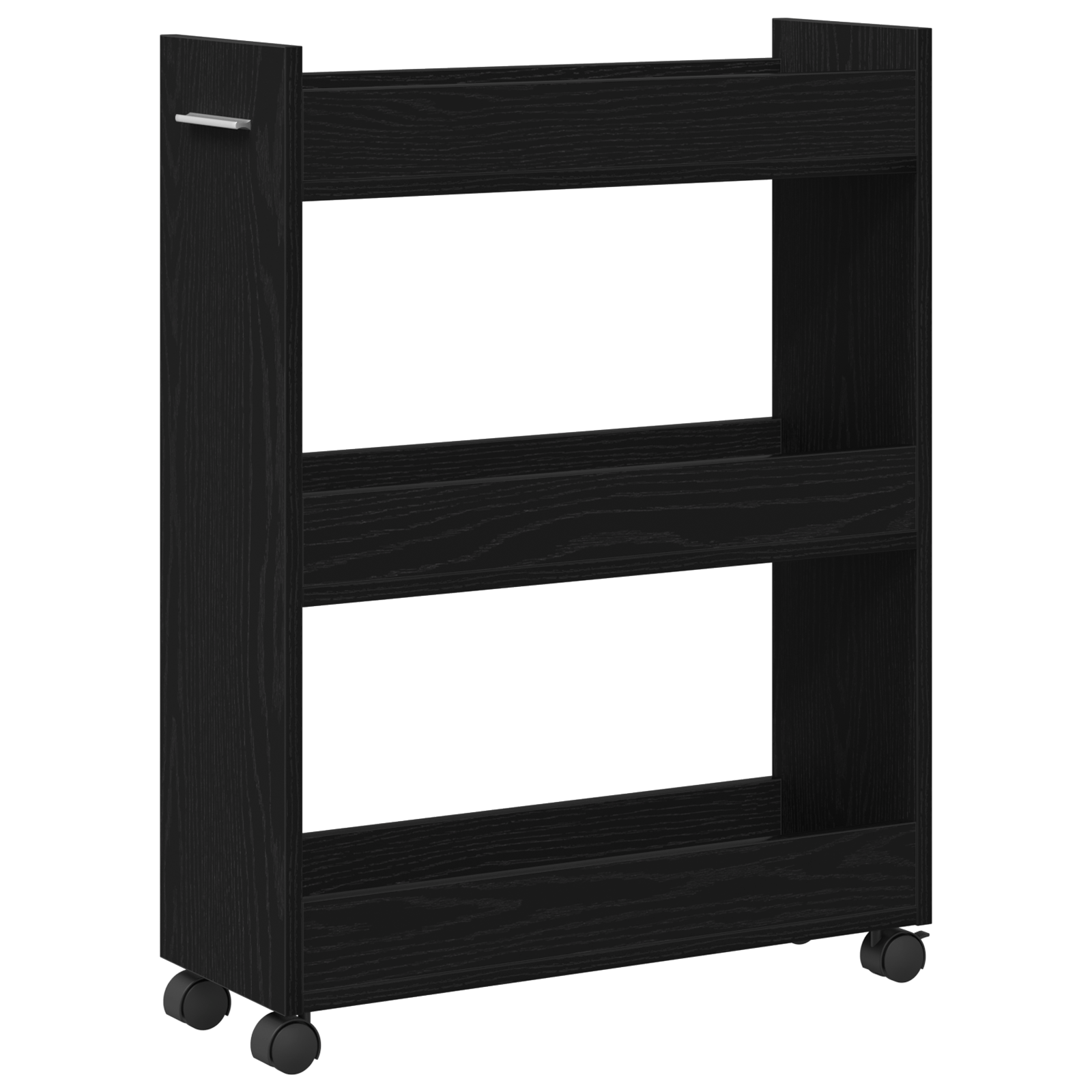 Dulap cu roti, stejar negru, 60x22x79 cm, lemn prelucrat — imaginea 2