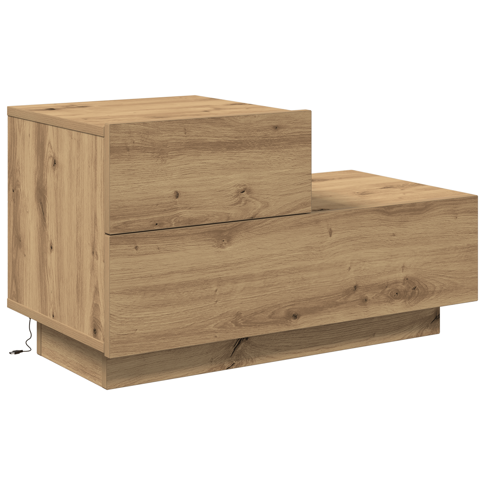 Noptiera cu LED-uri, stejar artizanal, 100x36x49 cm — imaginea 2