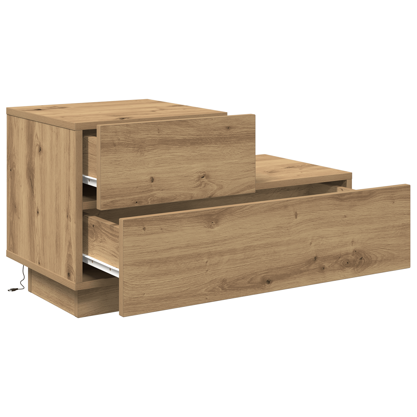 Noptiera cu LED-uri, stejar artizanal, 100x36x49 cm — imaginea 5