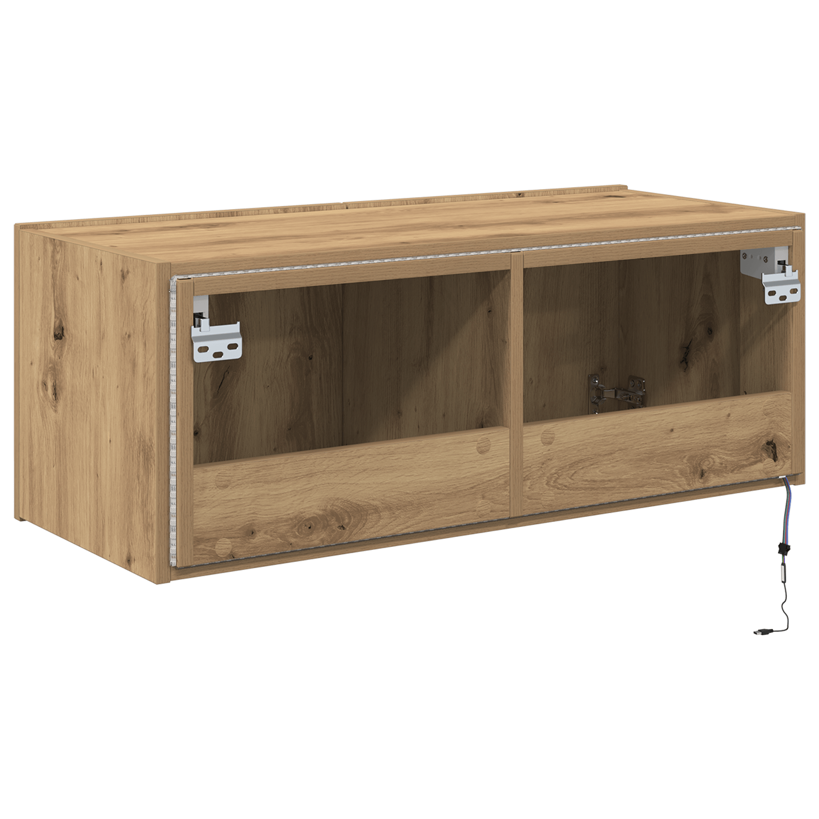 Dulap de perete cu LED-uri, stejar artizanal, 80x35x31 cm — imaginea 9