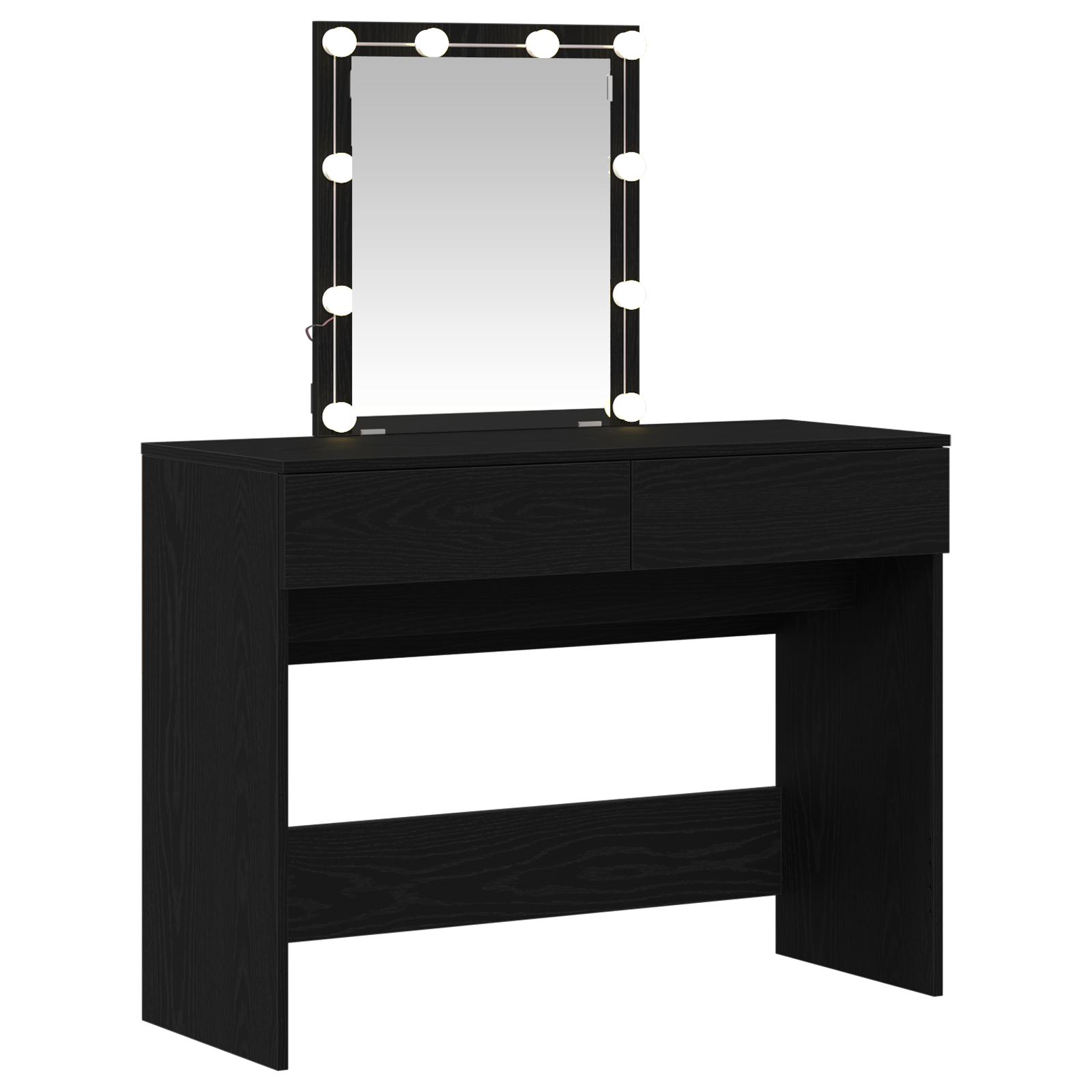 Masa de toaleta oglinda & LED, stejar negru, lemn prelucrat — imaginea 2