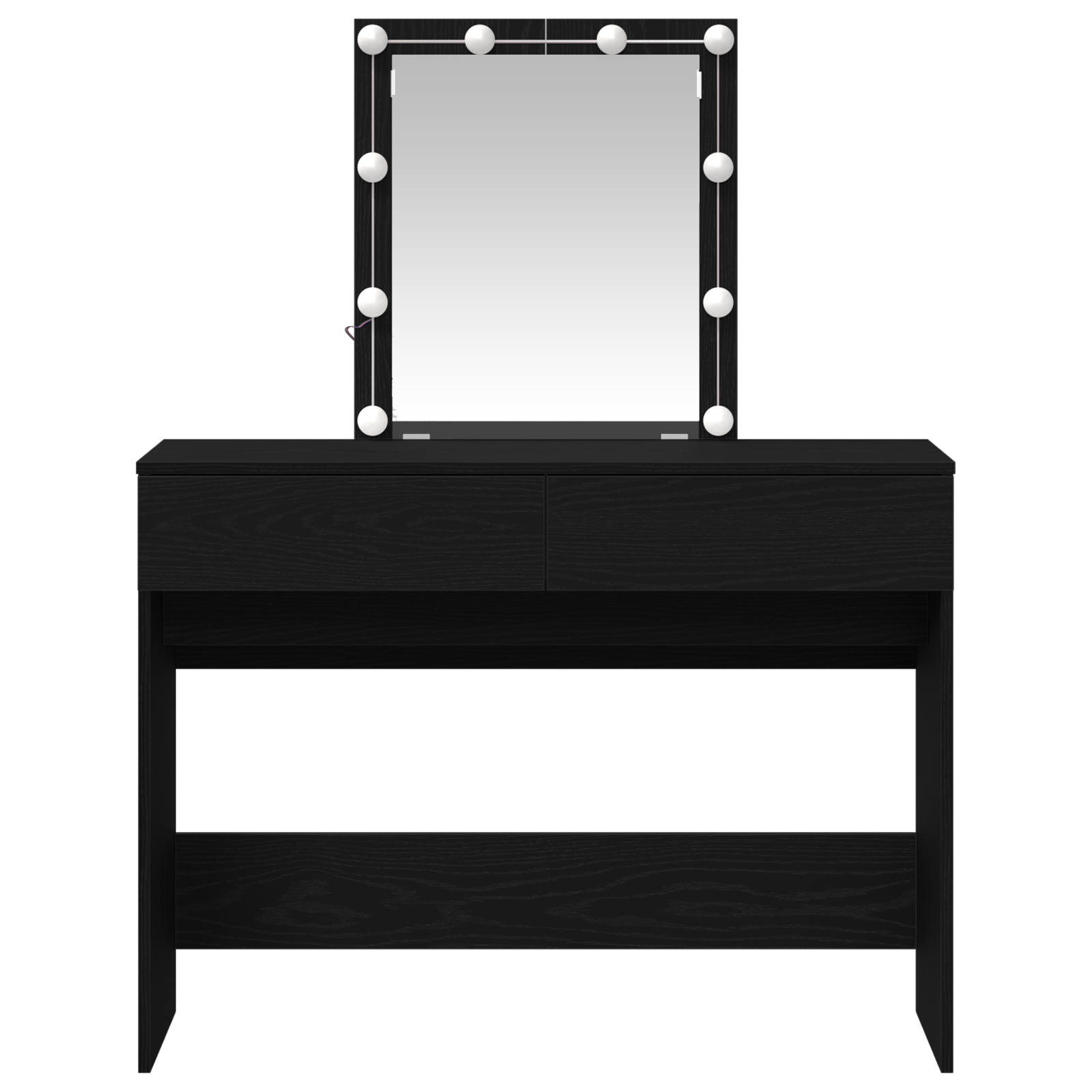 Masa de toaleta oglinda & LED, stejar negru, lemn prelucrat — imaginea 6