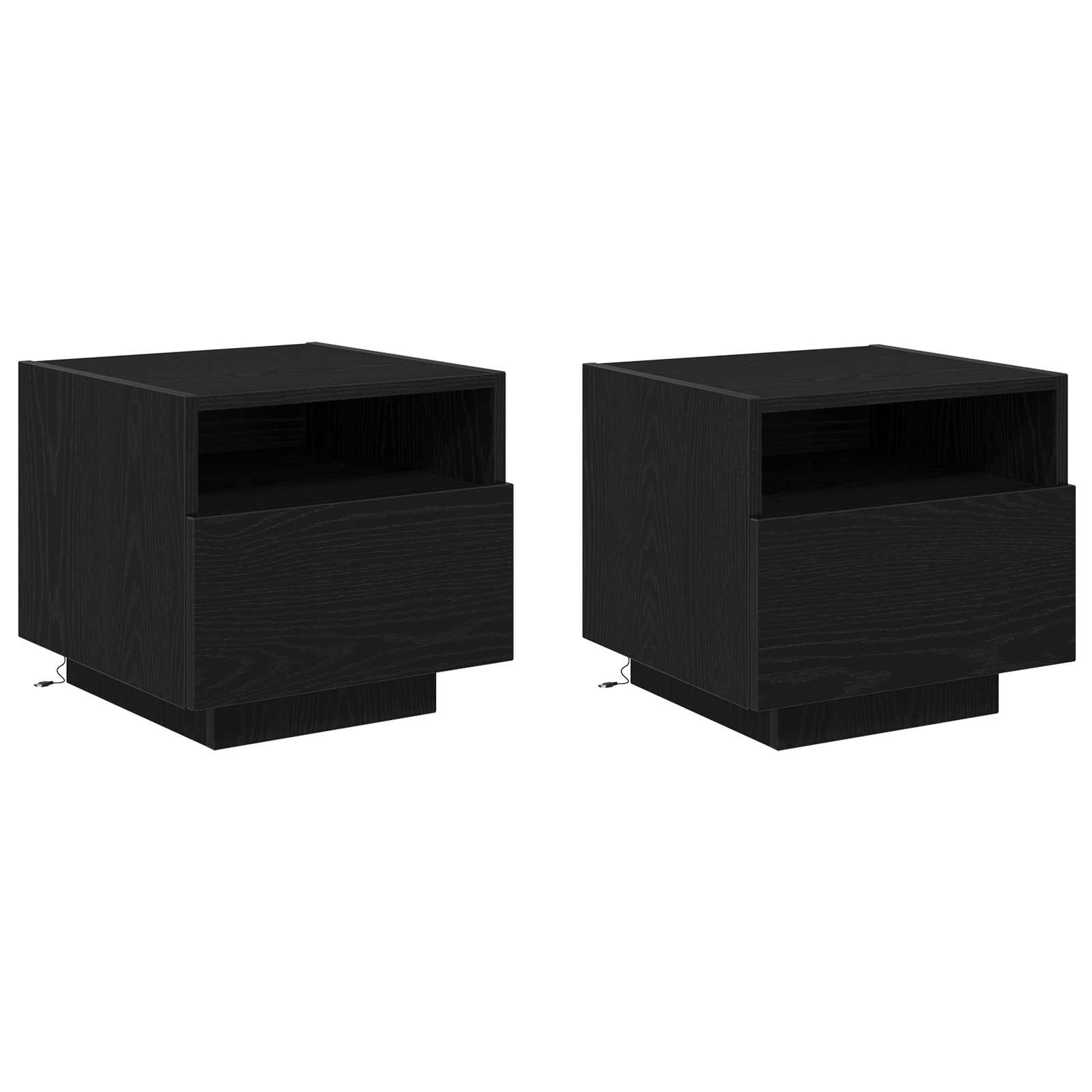 Noptiere cu LED-uri, 2 buc., stejar negru, 40x39x37 cm — imaginea 2