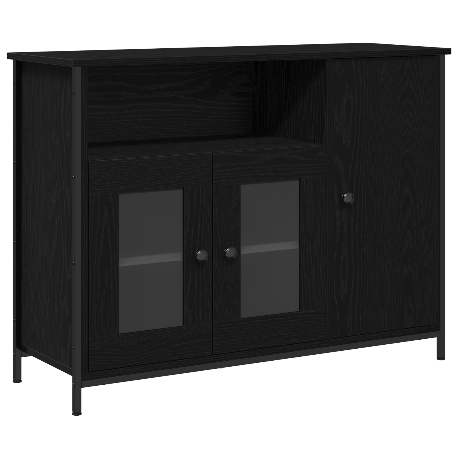 Bufet Negru Stejar 100x35x75 cm Lemn prelucrat — imaginea 2