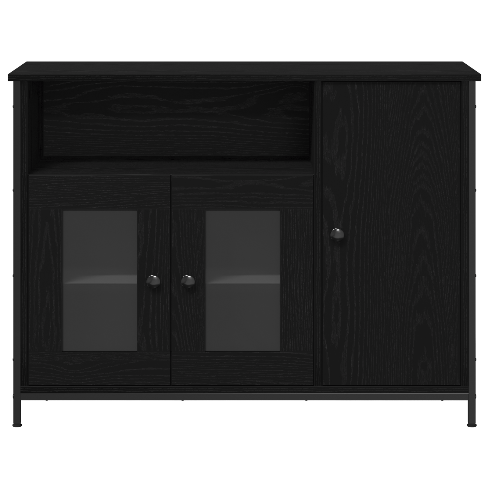 Bufet Negru Stejar 100x35x75 cm Lemn prelucrat — imaginea 6