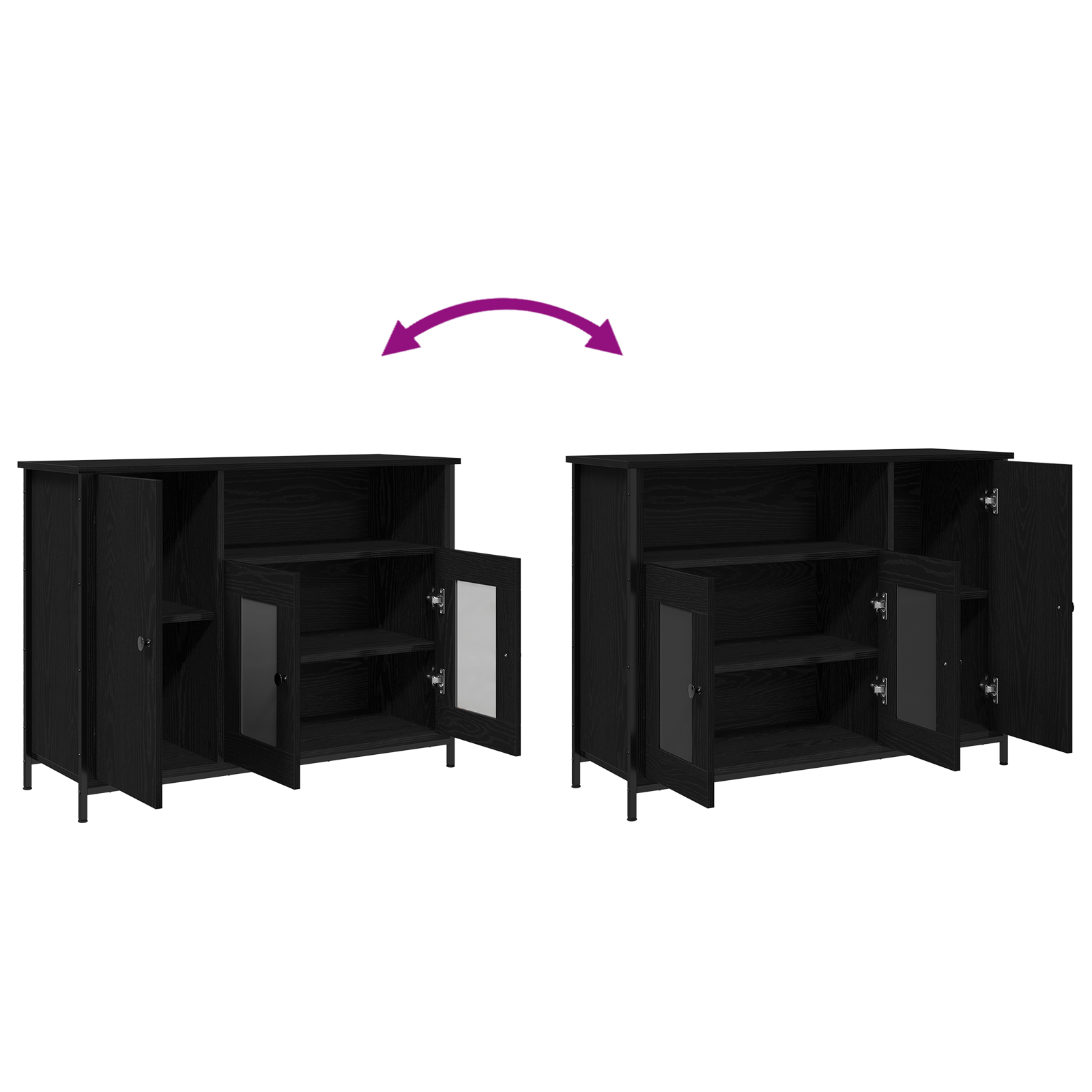 Bufet Negru Stejar 100x35x75 cm Lemn prelucrat — imaginea 9
