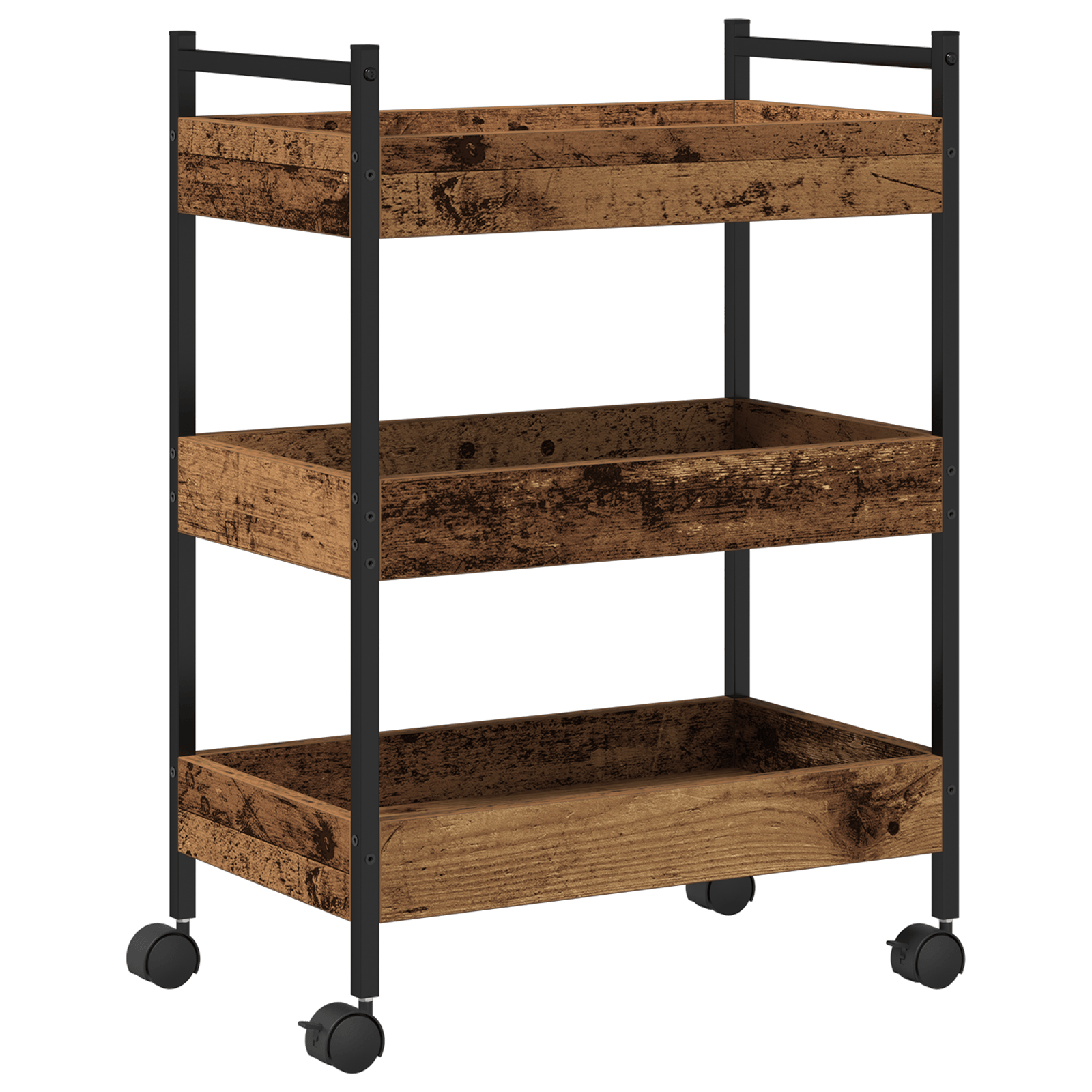 Carucior de bucatarie, lemn vechi, 50x30x70 cm, lemn prelucrat — imaginea 2