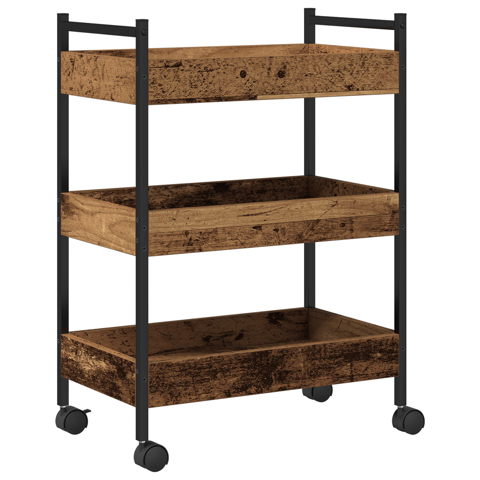 Carucior de bucatarie, lemn vechi, 50x30x70 cm, lemn prelucrat — imaginea 6