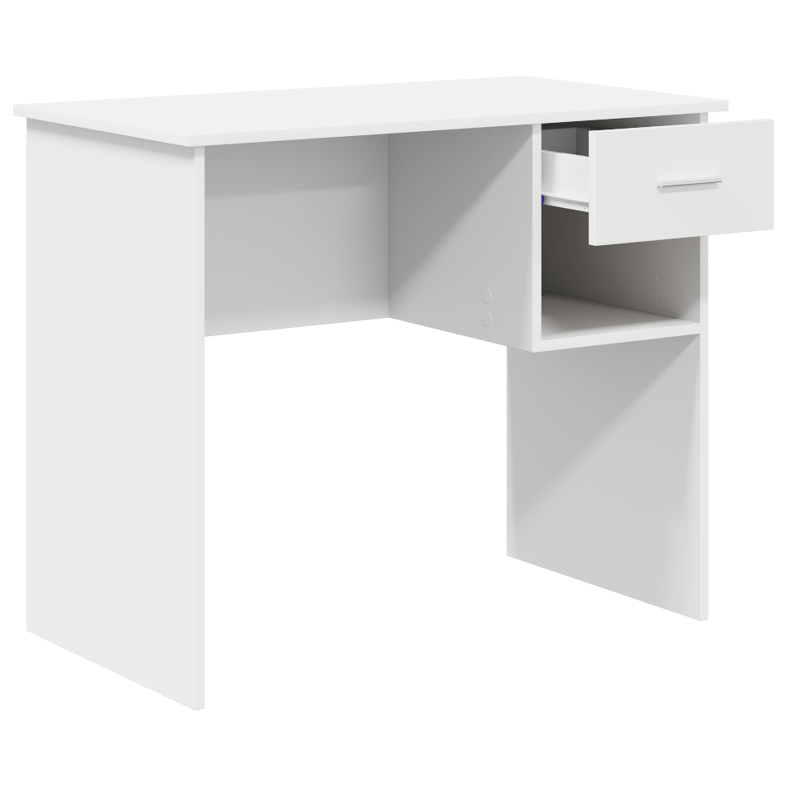 Birou cu spatiu de stocare alb 90x49.5x75 cm lemn prelucrat — imaginea 4