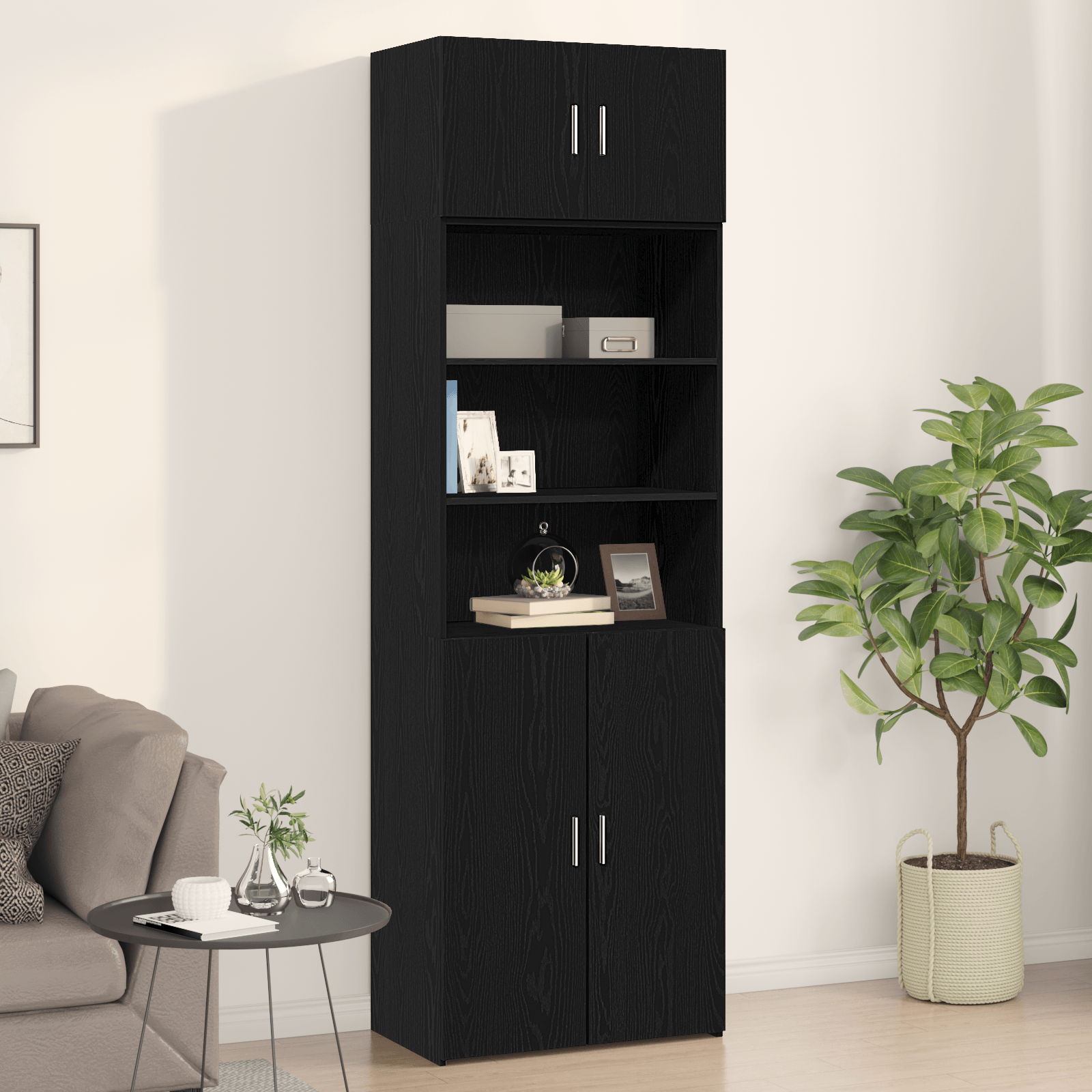 Sifonier Negru Stejar 70x42,5x40 cm Lemn prelucrat