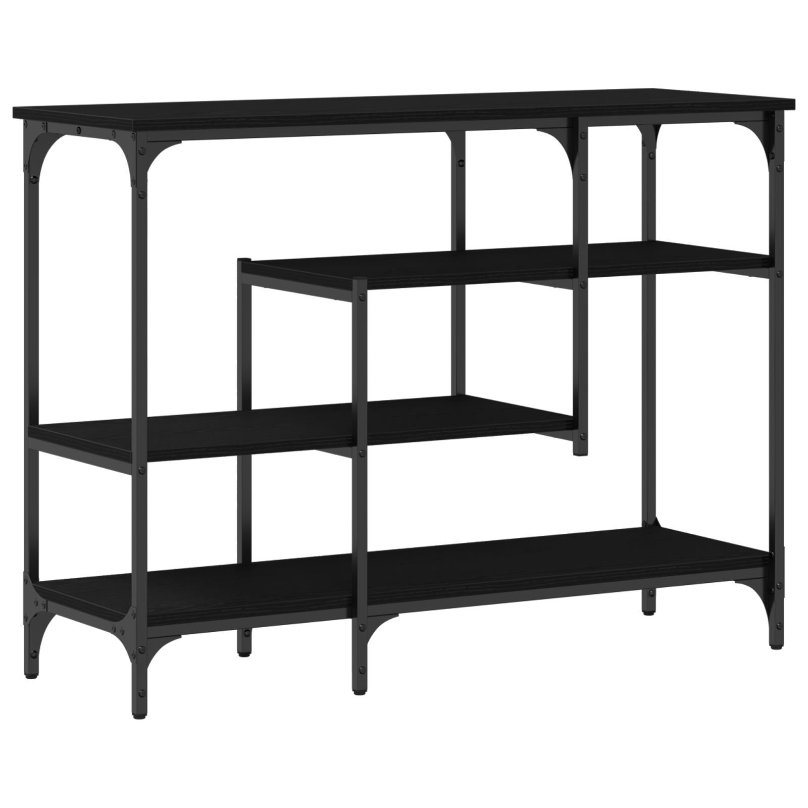Masa consola, stejar negru, 100x35x75 cm, lemn prelucrat & otel — imaginea 2