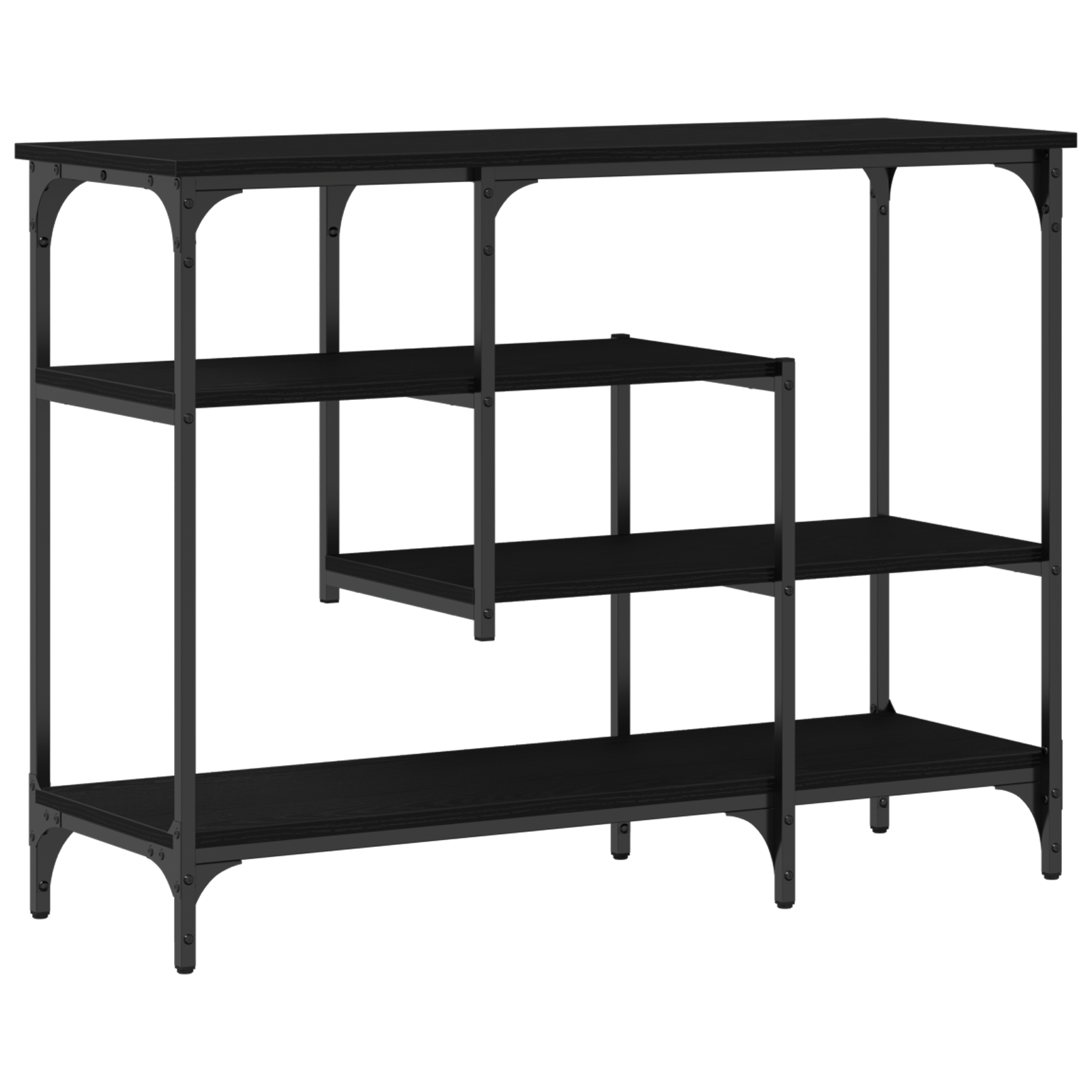 Masa consola, stejar negru, 100x35x75 cm, lemn prelucrat & otel — imaginea 7
