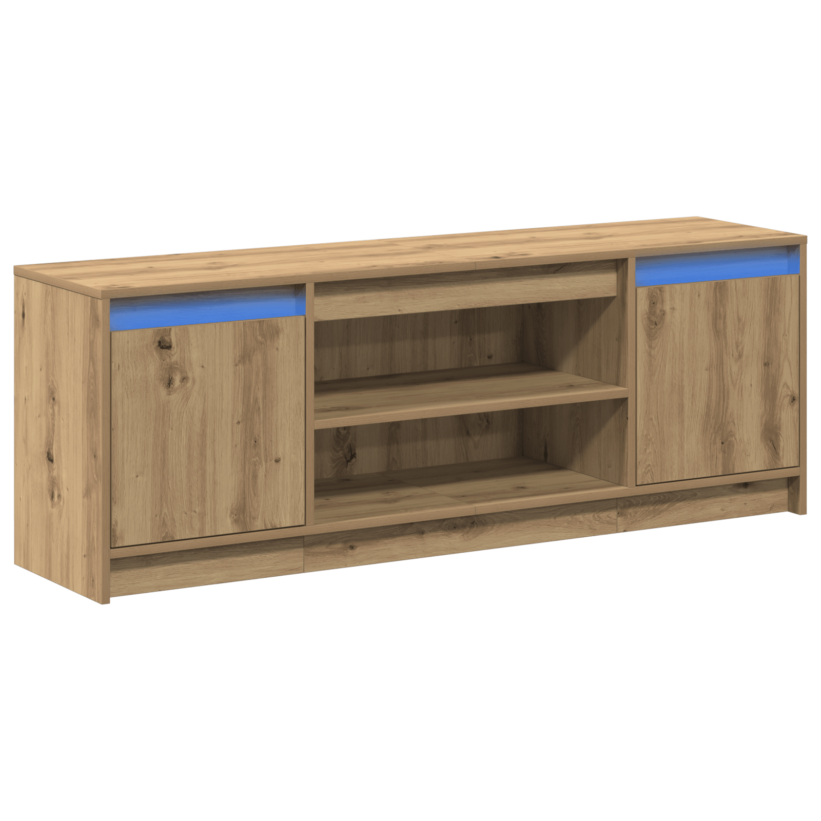 Cabinet TV cu LED Stejar artizanal 139.5x34x50 cm Lemn aglomerat — imaginea 2