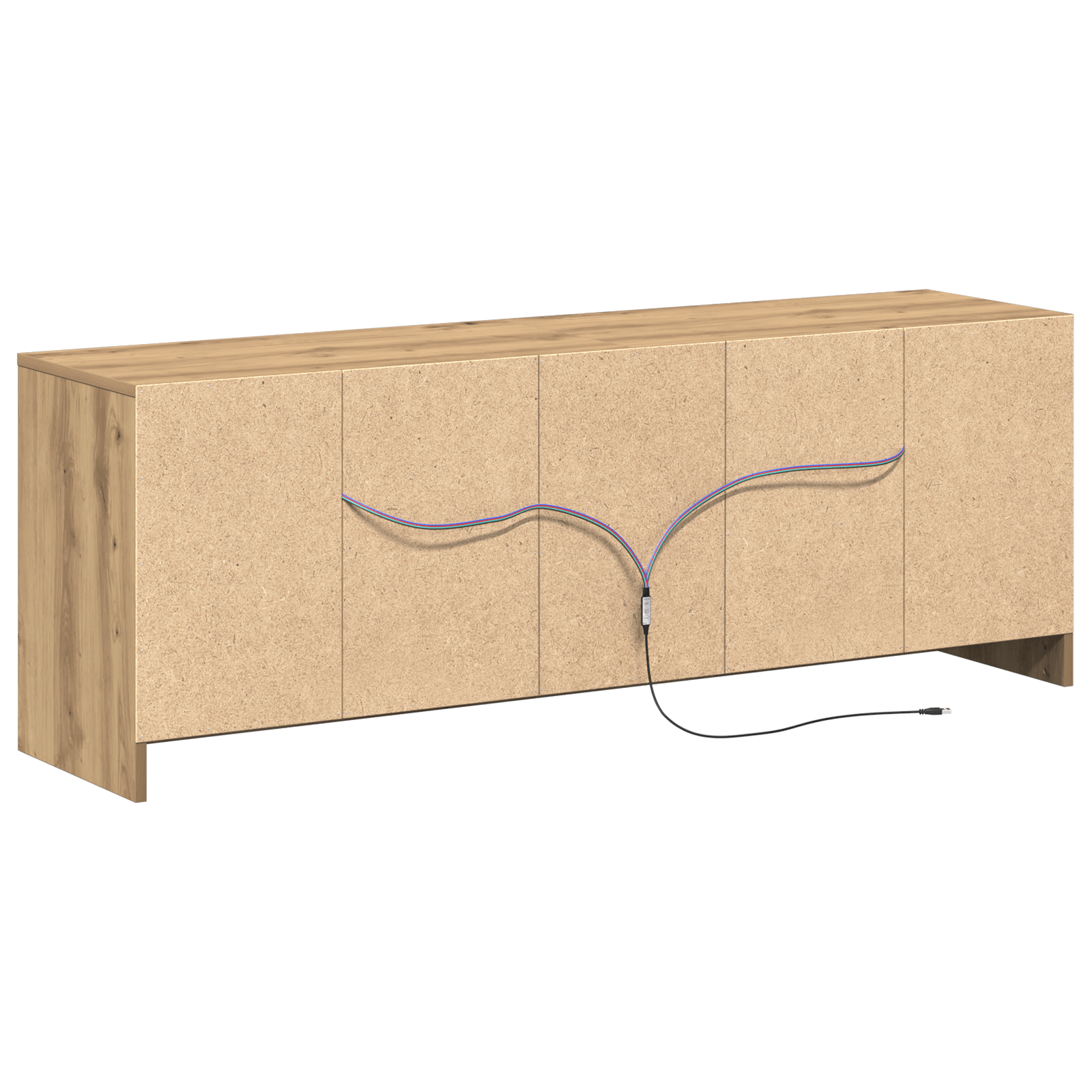 Cabinet TV cu LED Stejar artizanal 139.5x34x50 cm Lemn aglomerat — imaginea 8