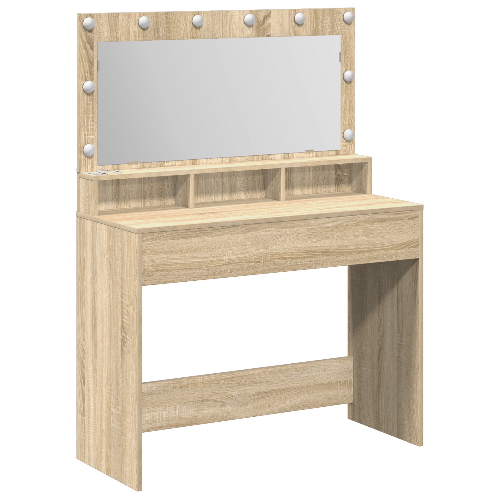 Masa de toaleta cu lumini LED, stejar sonoma, 100x41x135 cm — imaginea 2