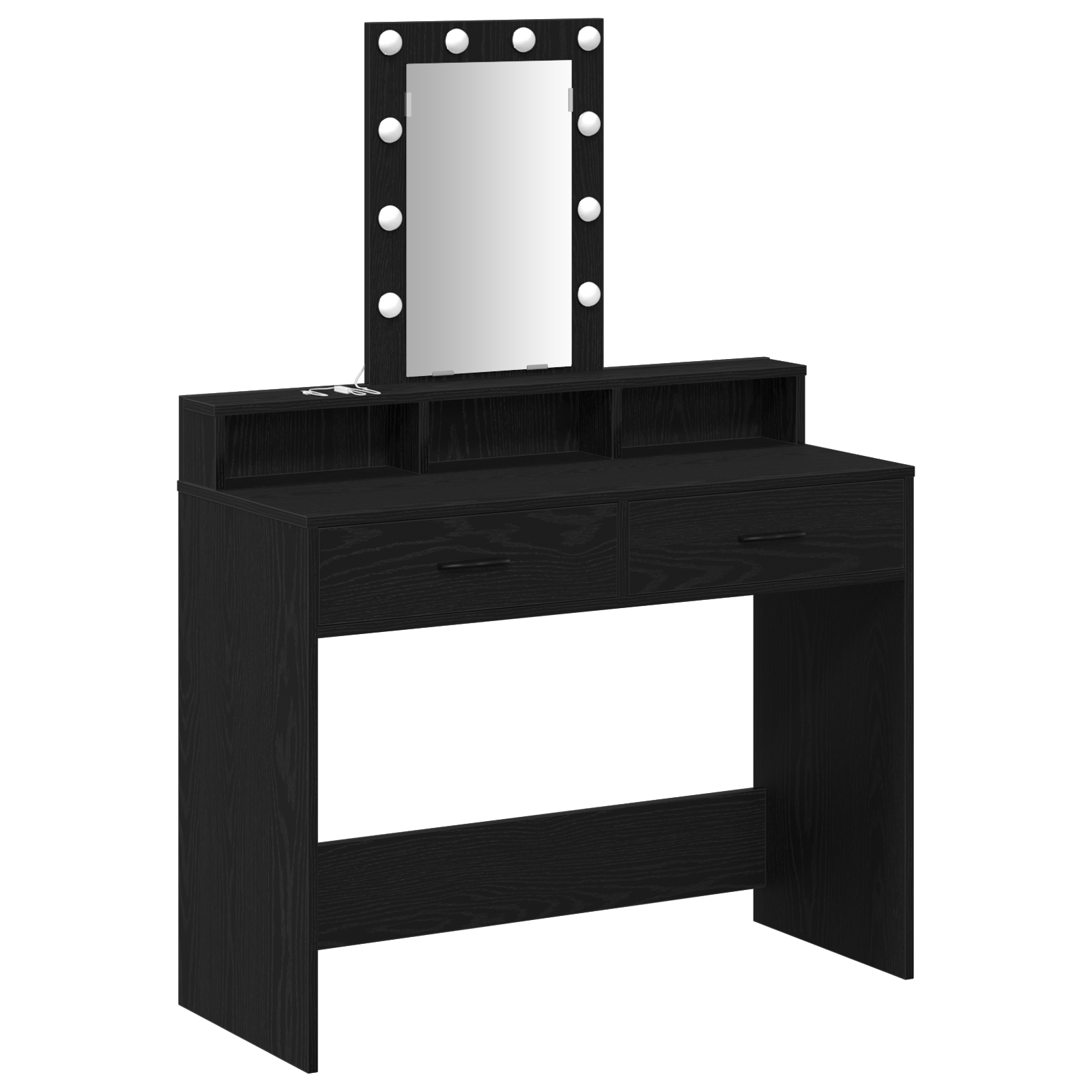 Masa de toaleta cu LED, stejar negru, 100x41x140 cm — imaginea 2
