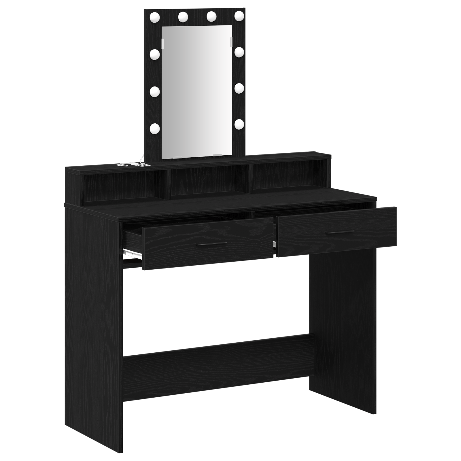 Masa de toaleta cu LED, stejar negru, 100x41x140 cm — imaginea 4