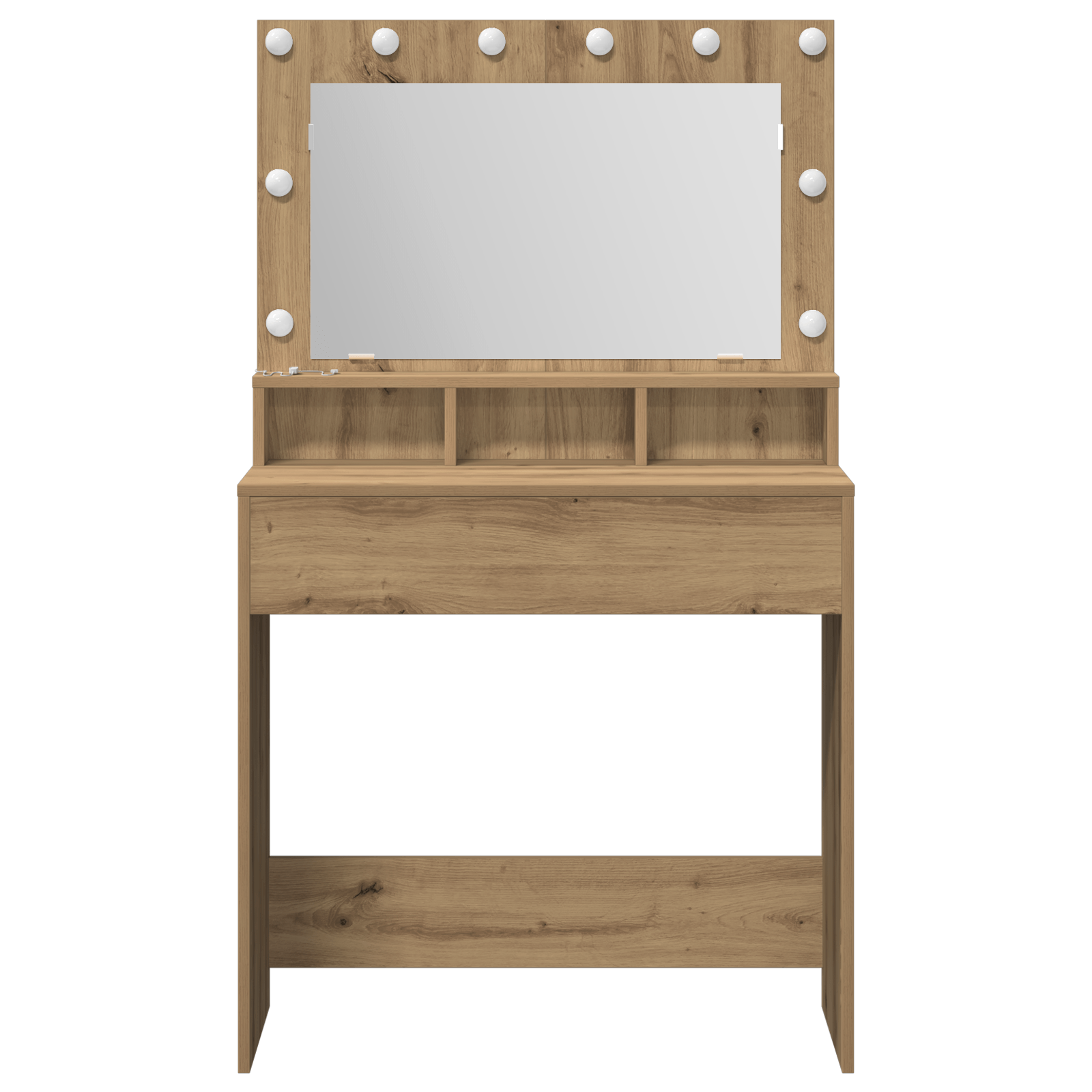 Masa de toaleta cu lumini LED, stejar artizanal, 79x41x135 cm — imaginea 4
