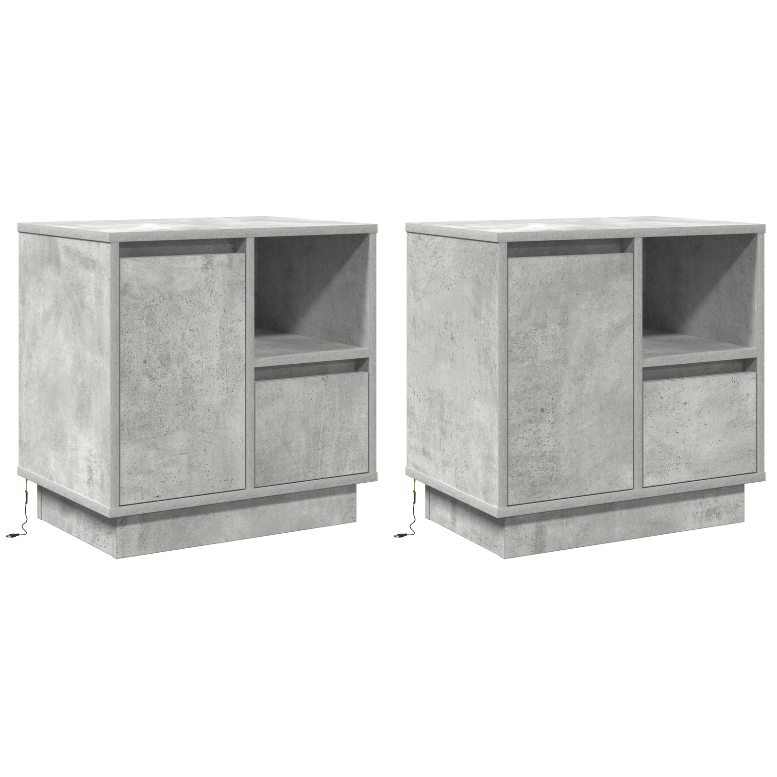 Noptiere cu LED 2 piese din beton gri 50x34.5x50 cm — imaginea 2