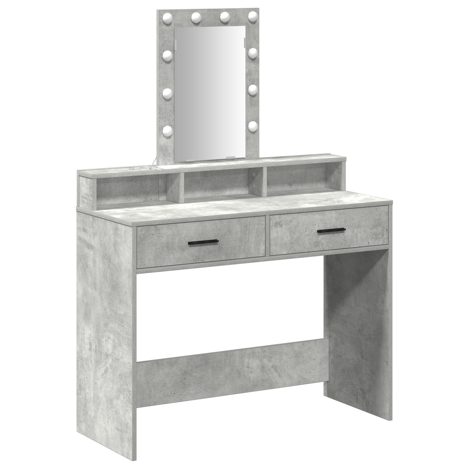 Masa de toaleta cu lumini LED Gri Concret 100x41x140 cm — imaginea 2