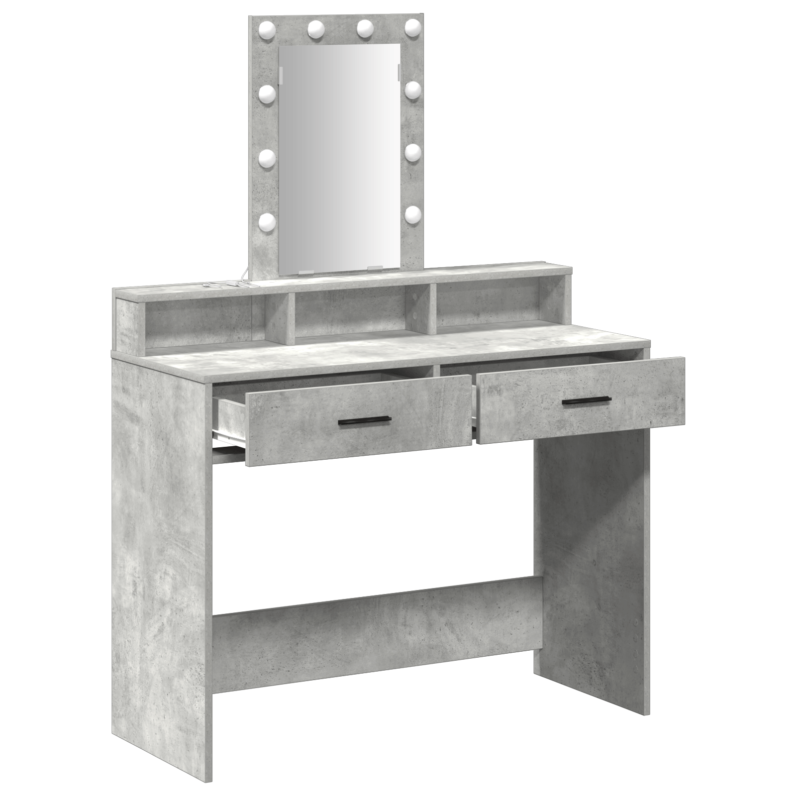 Masa de toaleta cu lumini LED Gri Concret 100x41x140 cm — imaginea 4