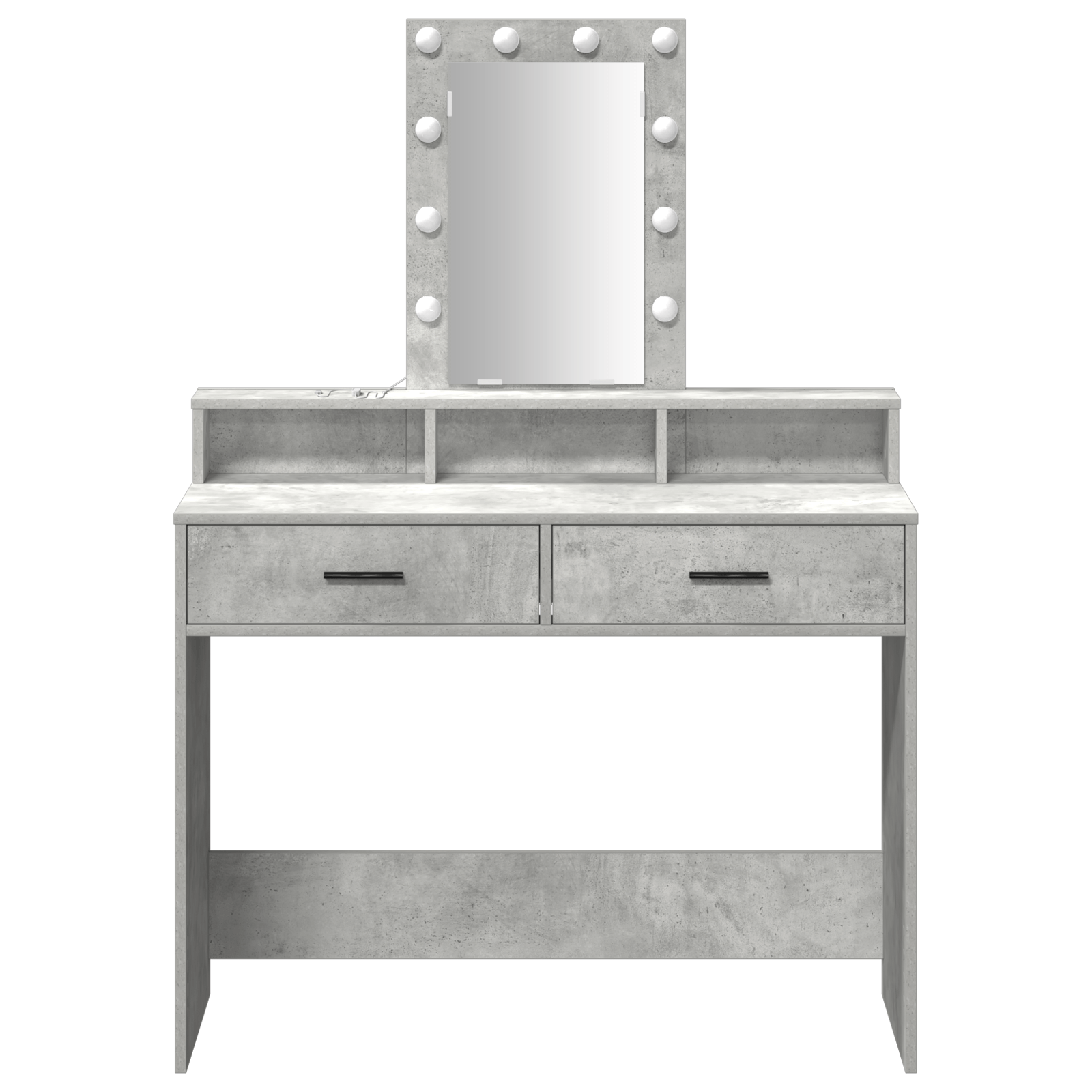 Masa de toaleta cu lumini LED Gri Concret 100x41x140 cm — imaginea 5