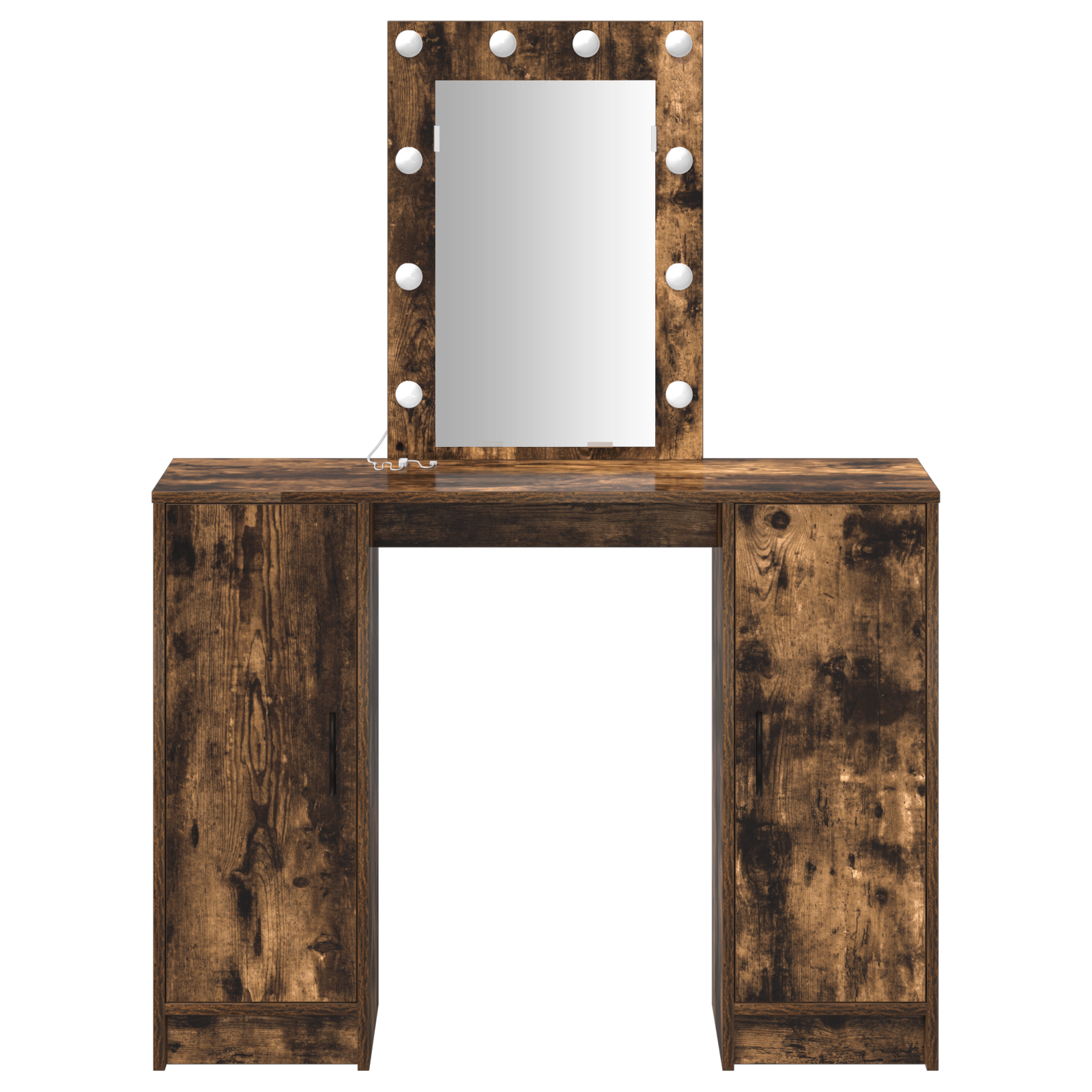 Masa de toaleta cu LED, stejar fumuriu, 102x33x135 cm — imaginea 5