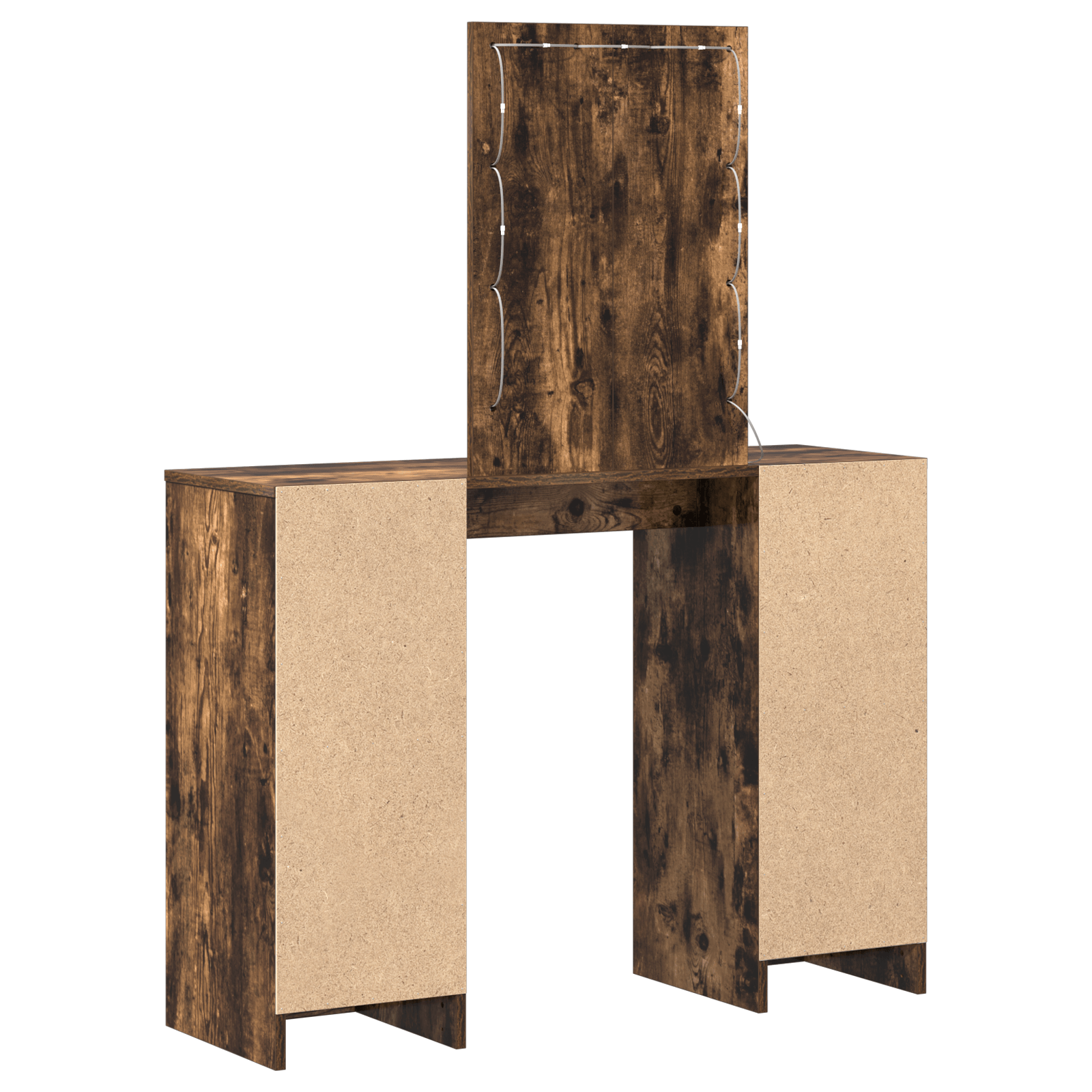 Masa de toaleta cu LED, stejar fumuriu, 102x33x135 cm — imaginea 7