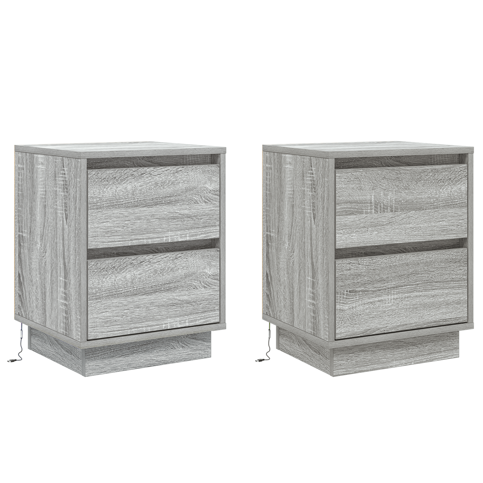 Noptierile cu lumini LED 2 pcs Gri Sonoma 39x34.5x50 cm — imaginea 2
