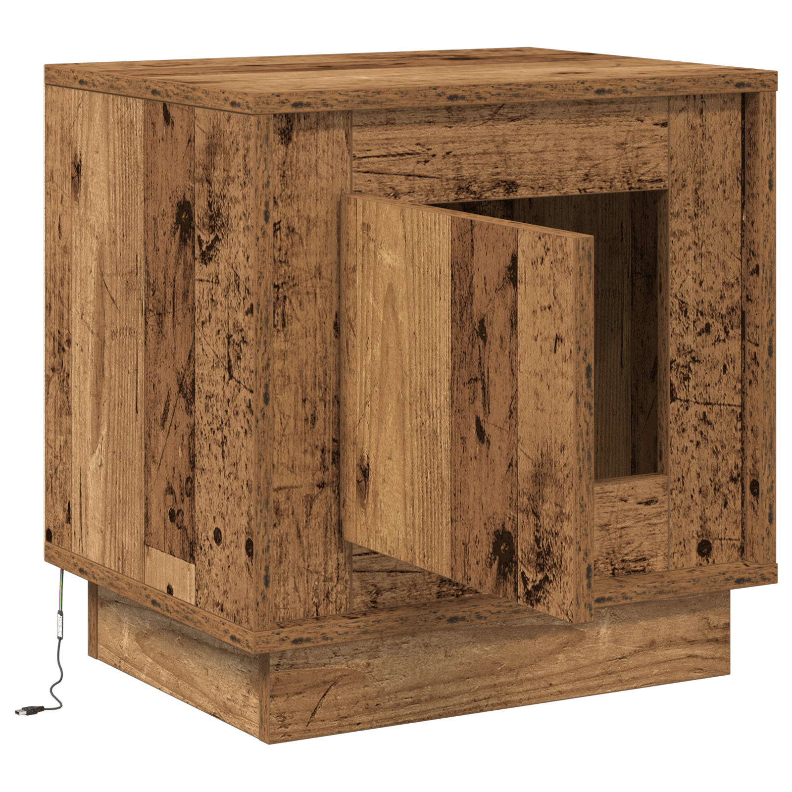 noptiera cu lumini LED Lemn vechi 44x34,5x45 cm — imaginea 5
